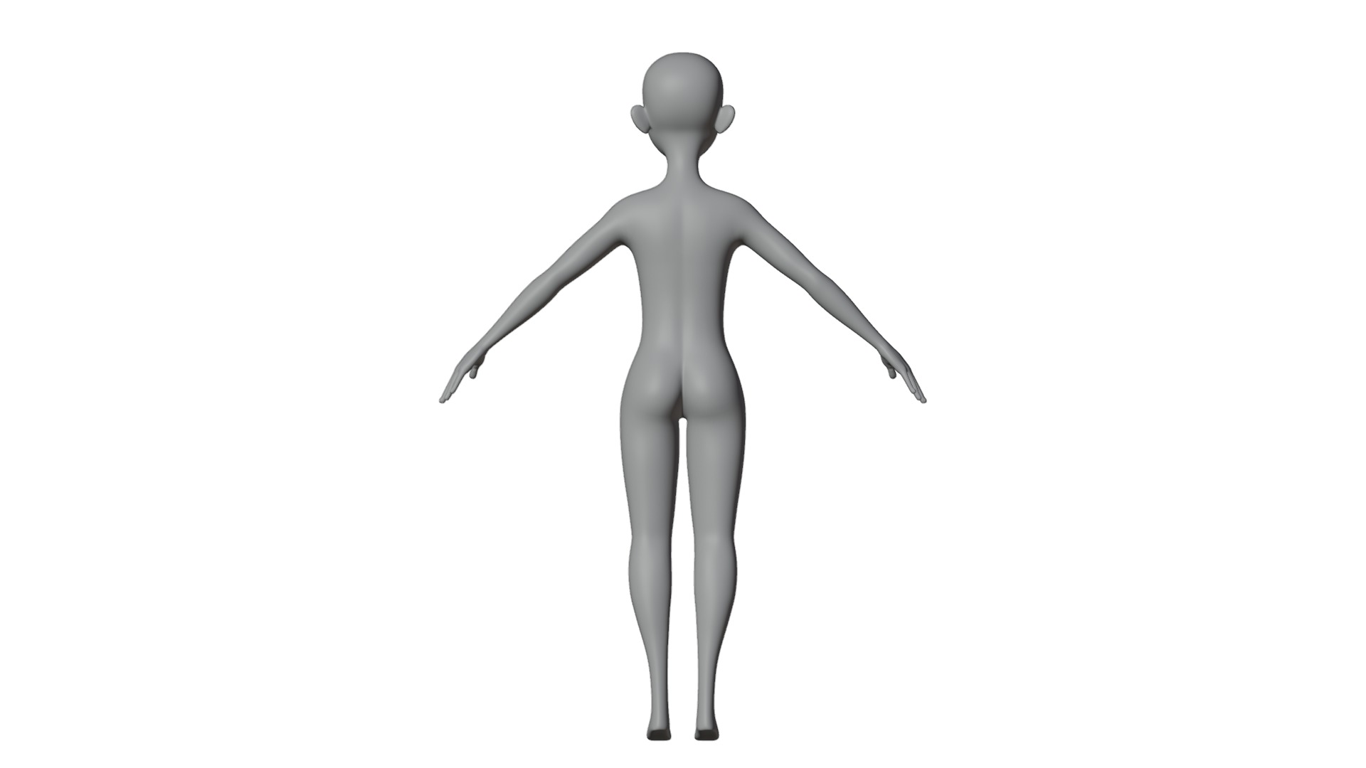 Stylized Female Base Mesh 3D model_15