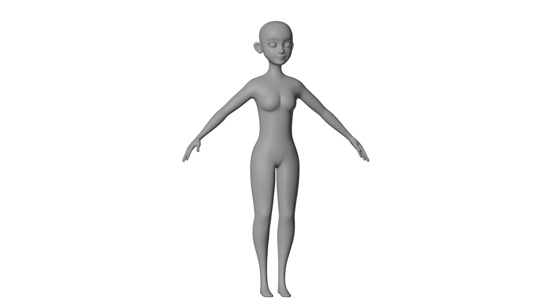 Stylized Female Base Mesh 3D model_26