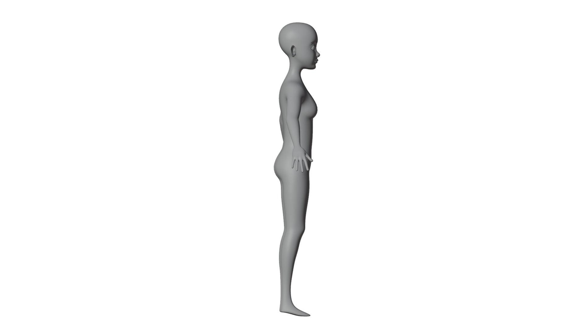 Stylized Female Base Mesh 3D model_20