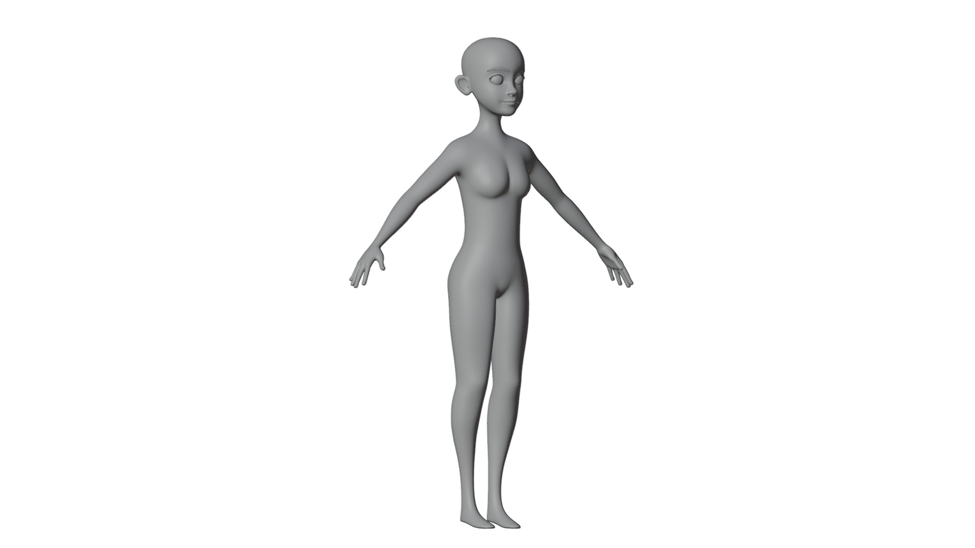 Stylized Female Base Mesh 3D model_24