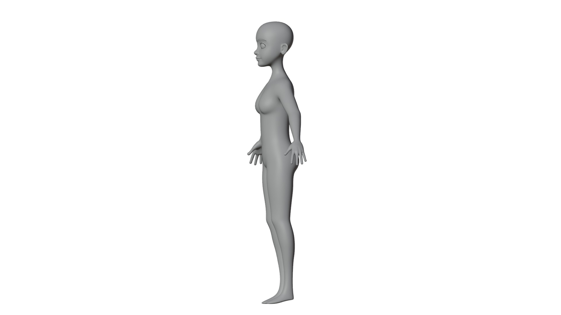 Stylized Female Base Mesh 3D model_9