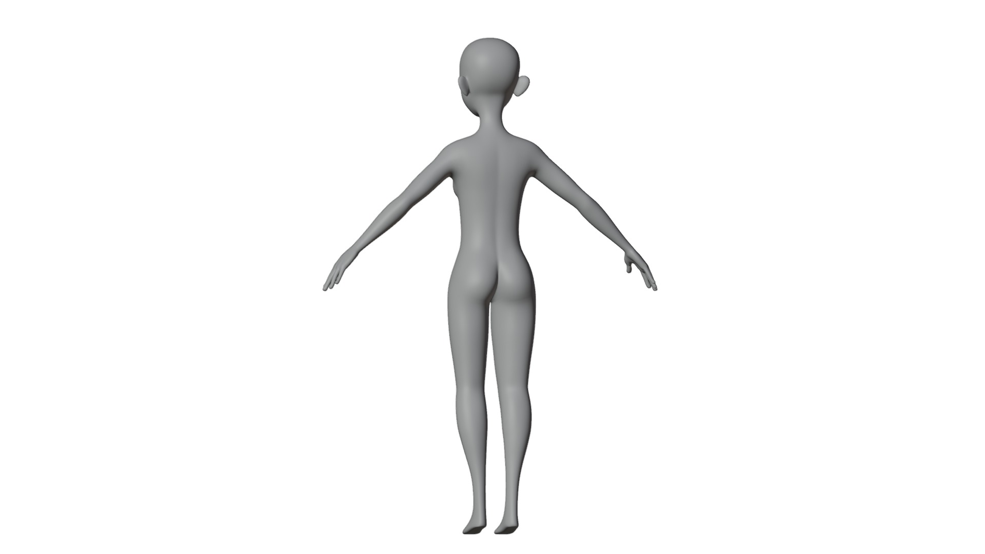 Stylized Female Base Mesh 3D model_14
