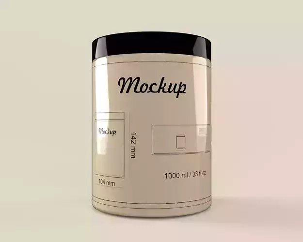 Mockup of a 1000 ml 33 fl oz hair care product bottle