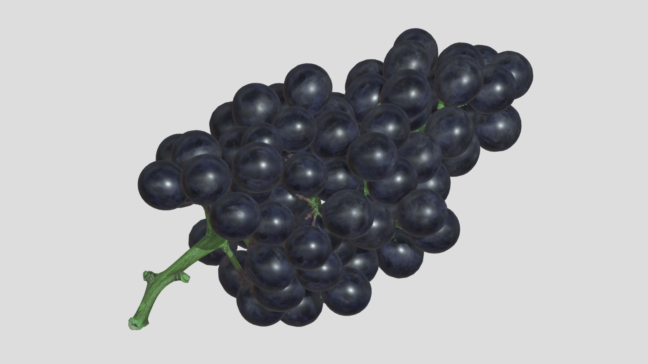 Black Grape Low Poly Low-poly 3D model_11