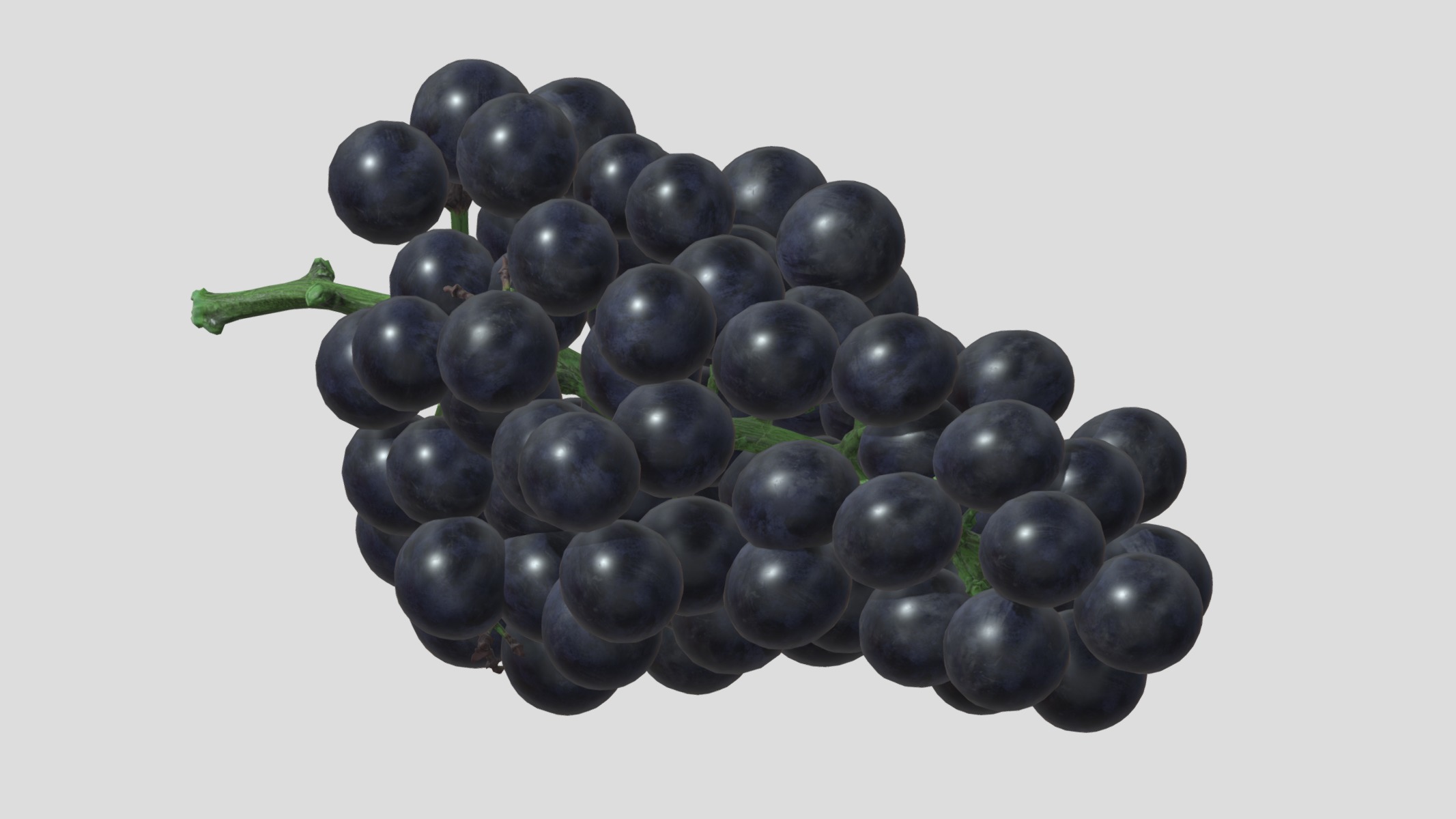 Black Grape Low Poly Low-poly 3D model_4