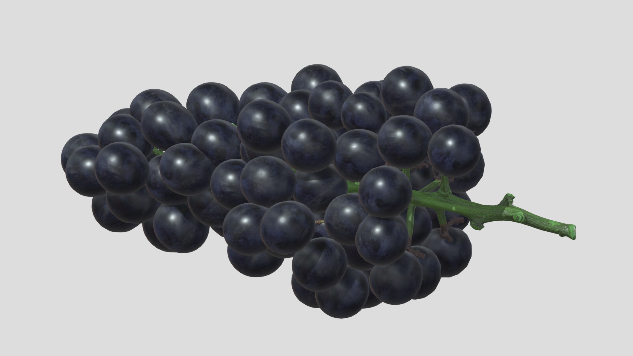 Black Grape Low Poly Low-poly 3D model_6
