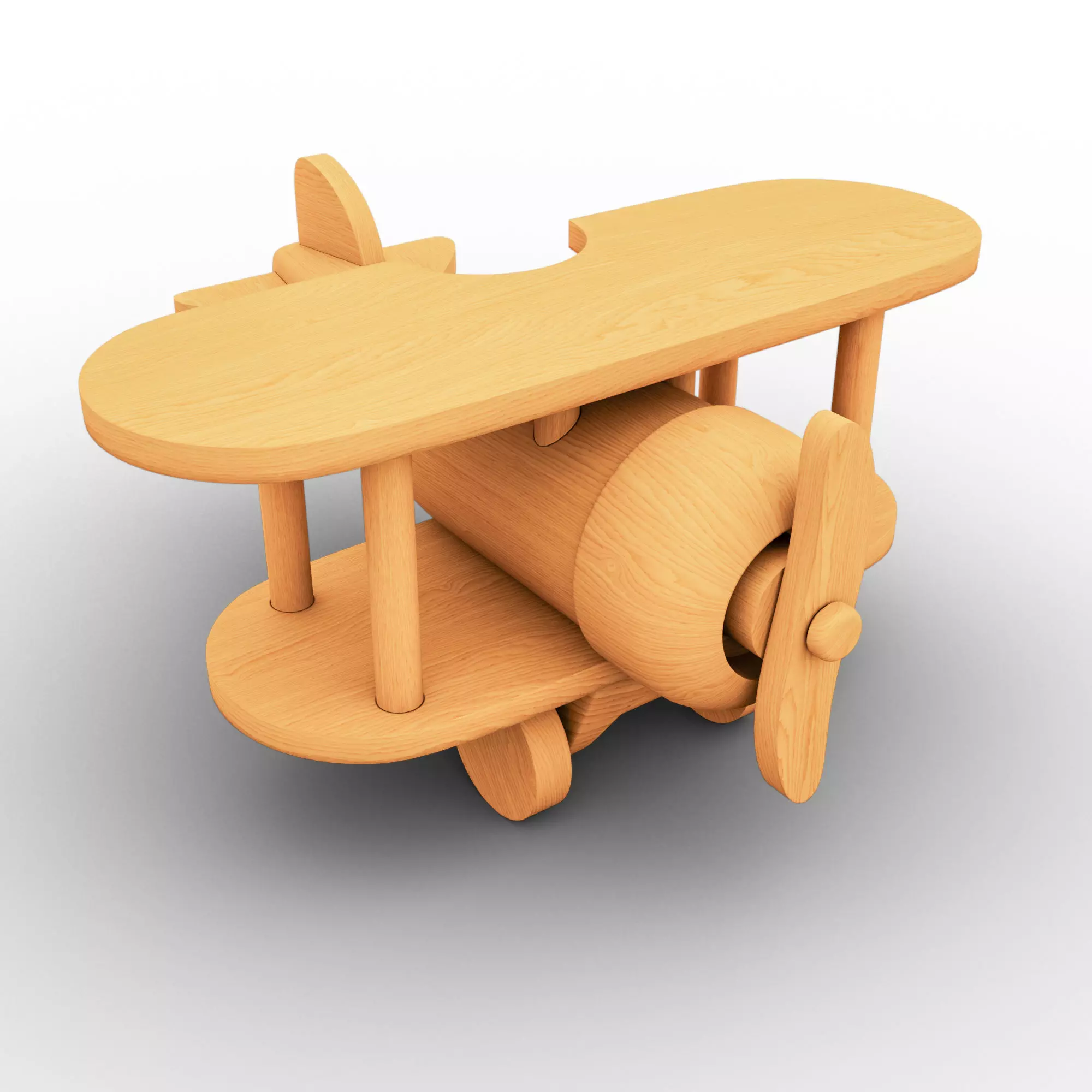 Wooden Old Airplane Toy 3D model_0