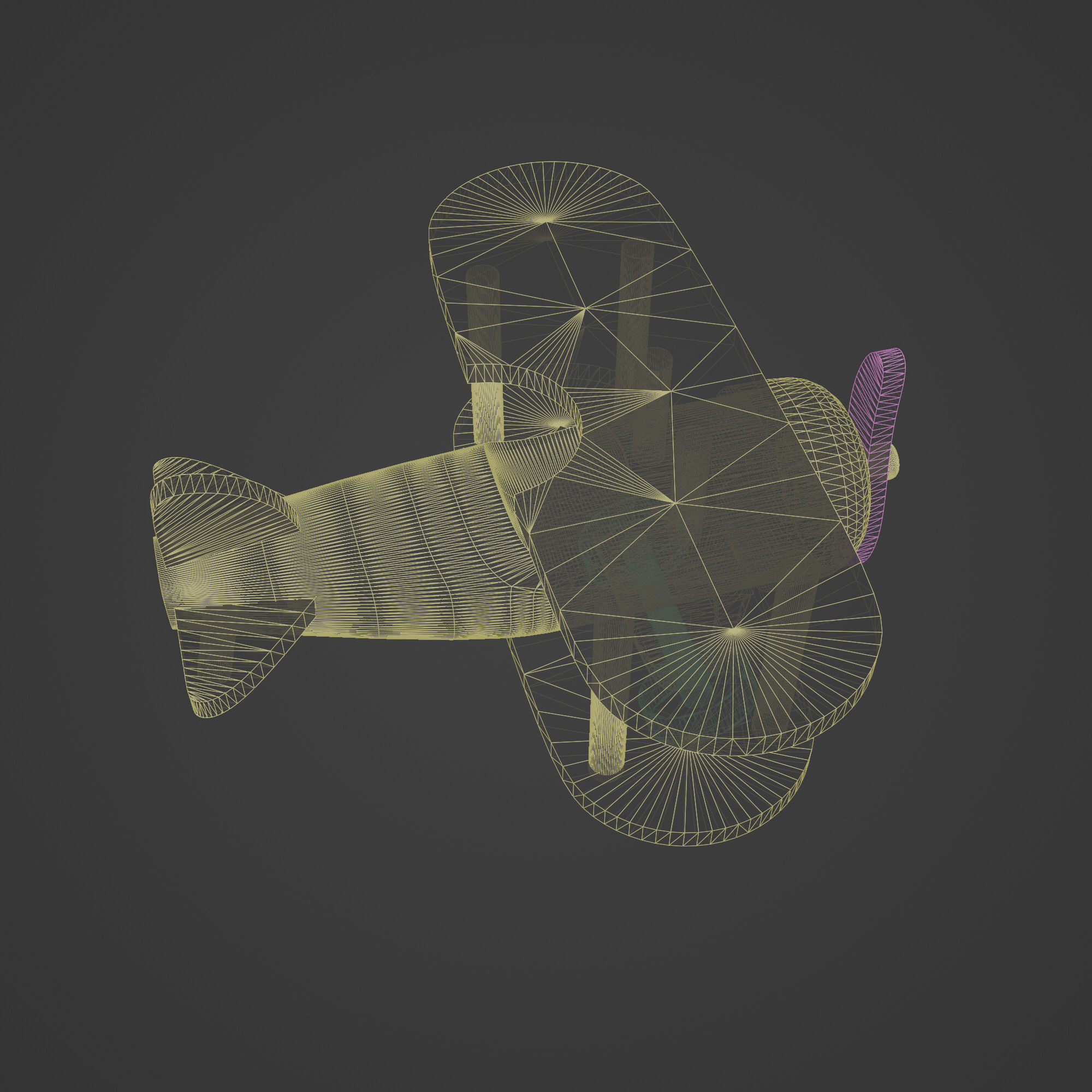 Wooden Old Airplane Toy 3D model_7