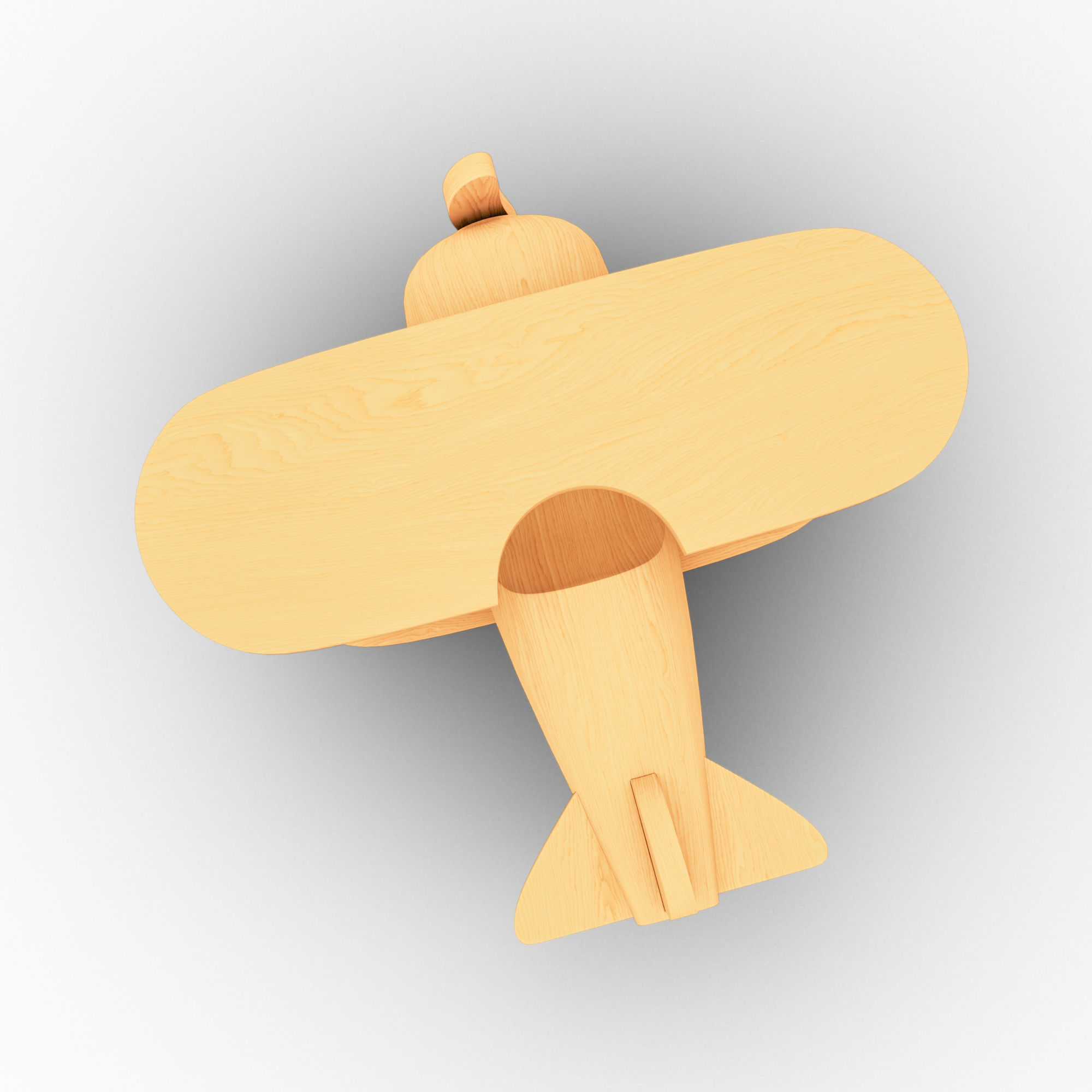 Wooden Old Airplane Toy 3D model_8