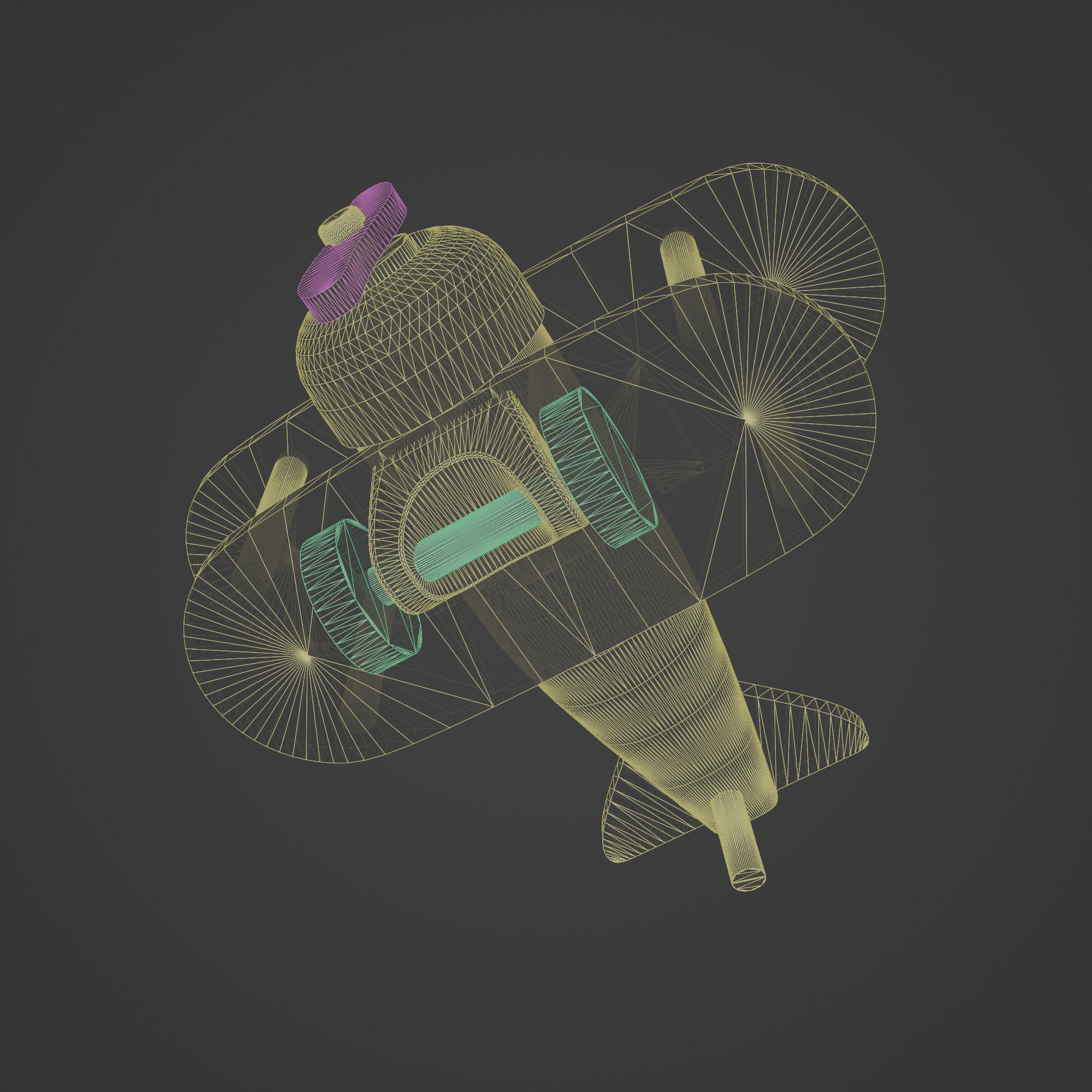 Wooden Old Airplane Toy 3D model_11