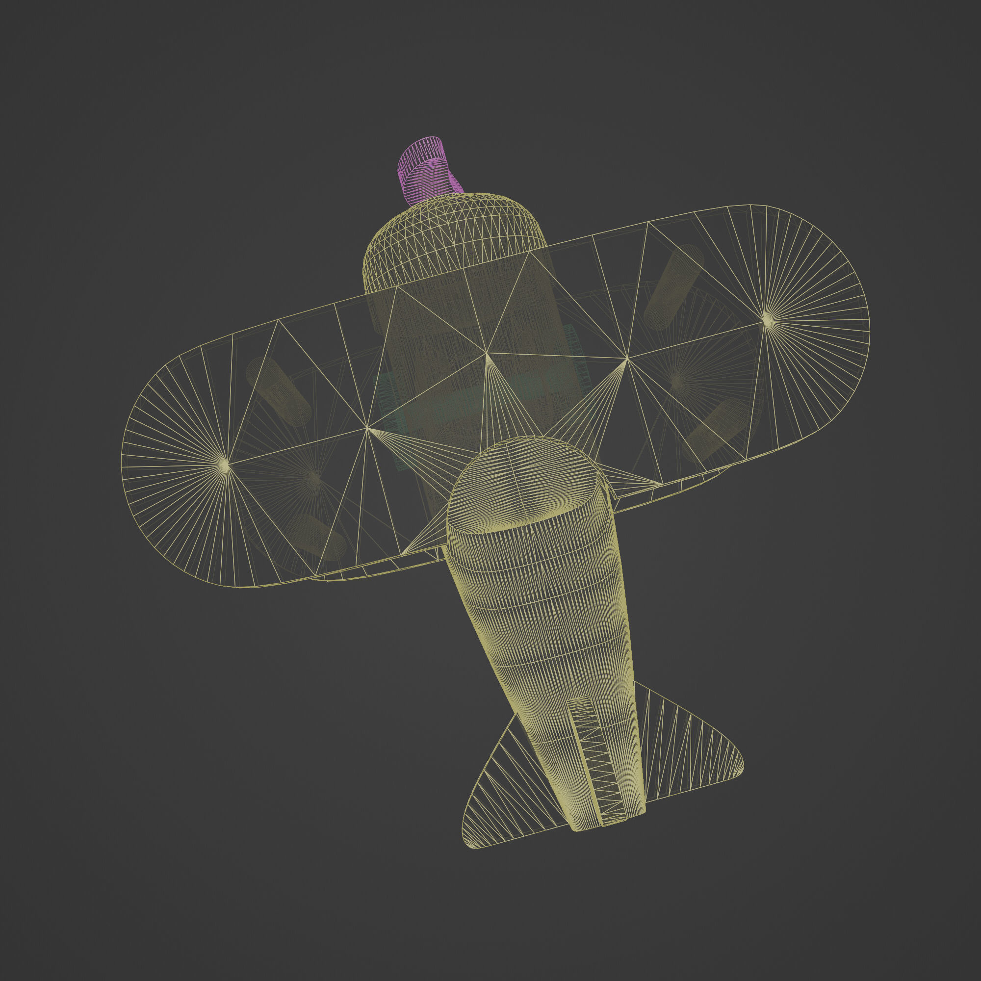 Wooden Old Airplane Toy 3D model_9