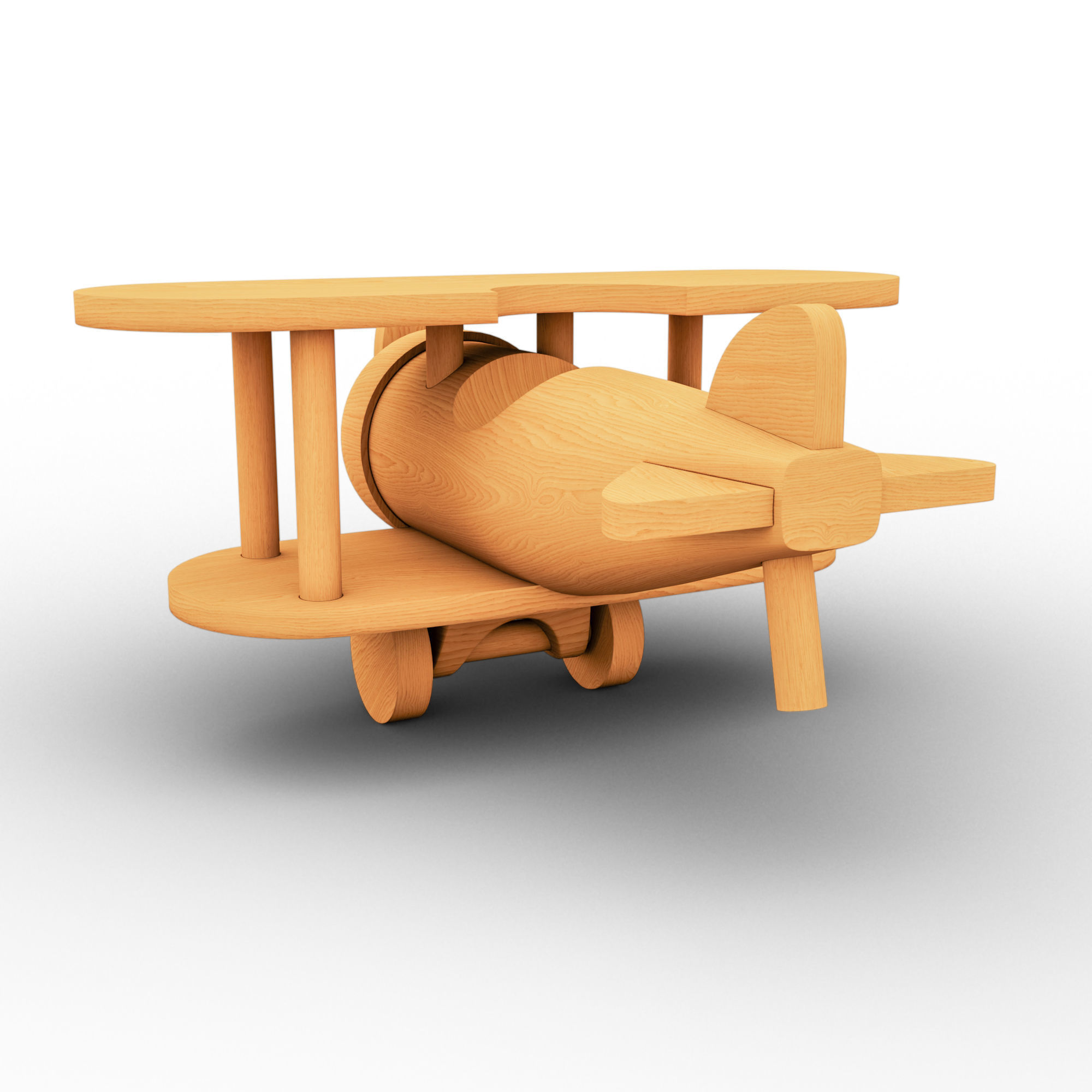 Wooden Old Airplane Toy 3D model_4