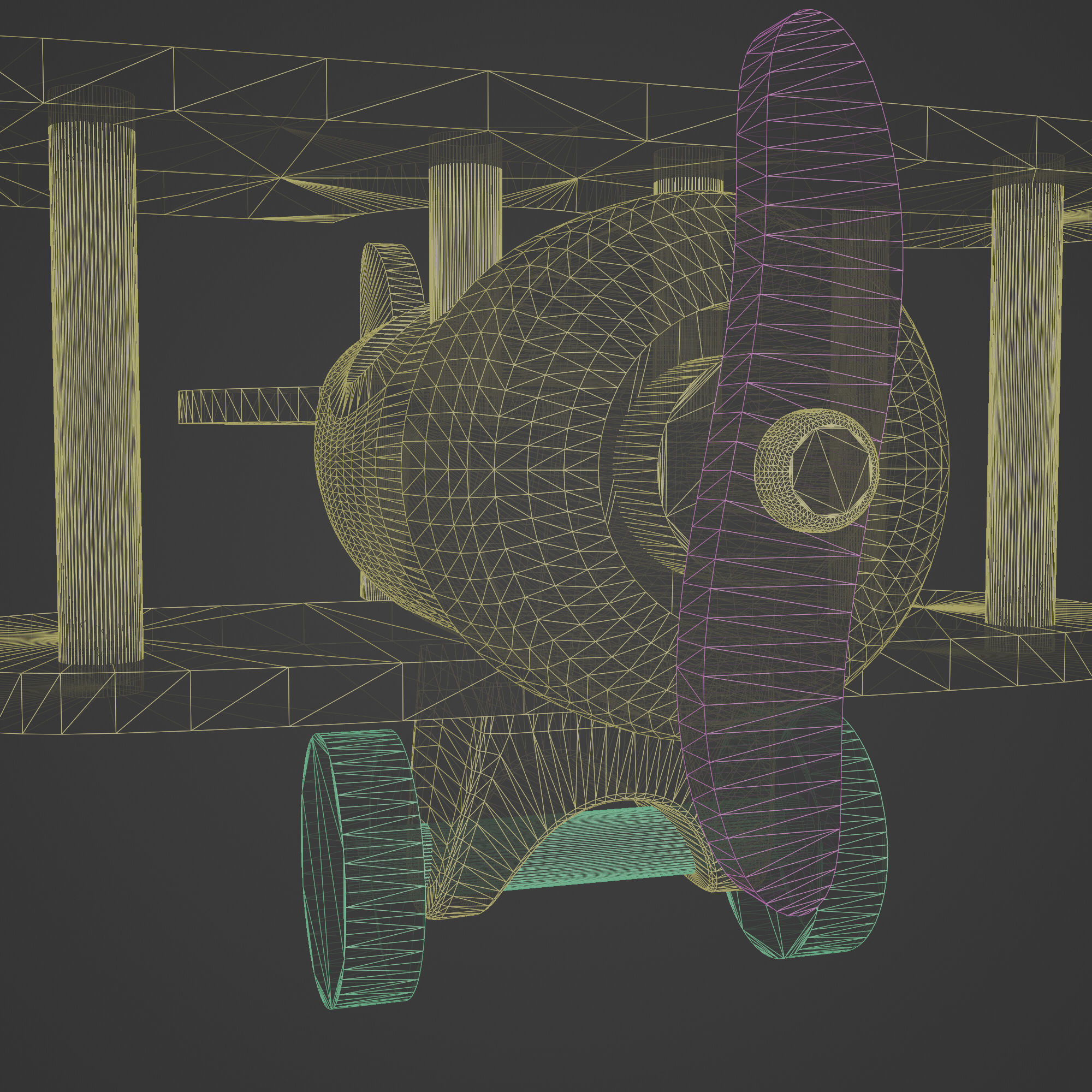 Wooden Old Airplane Toy 3D model_13