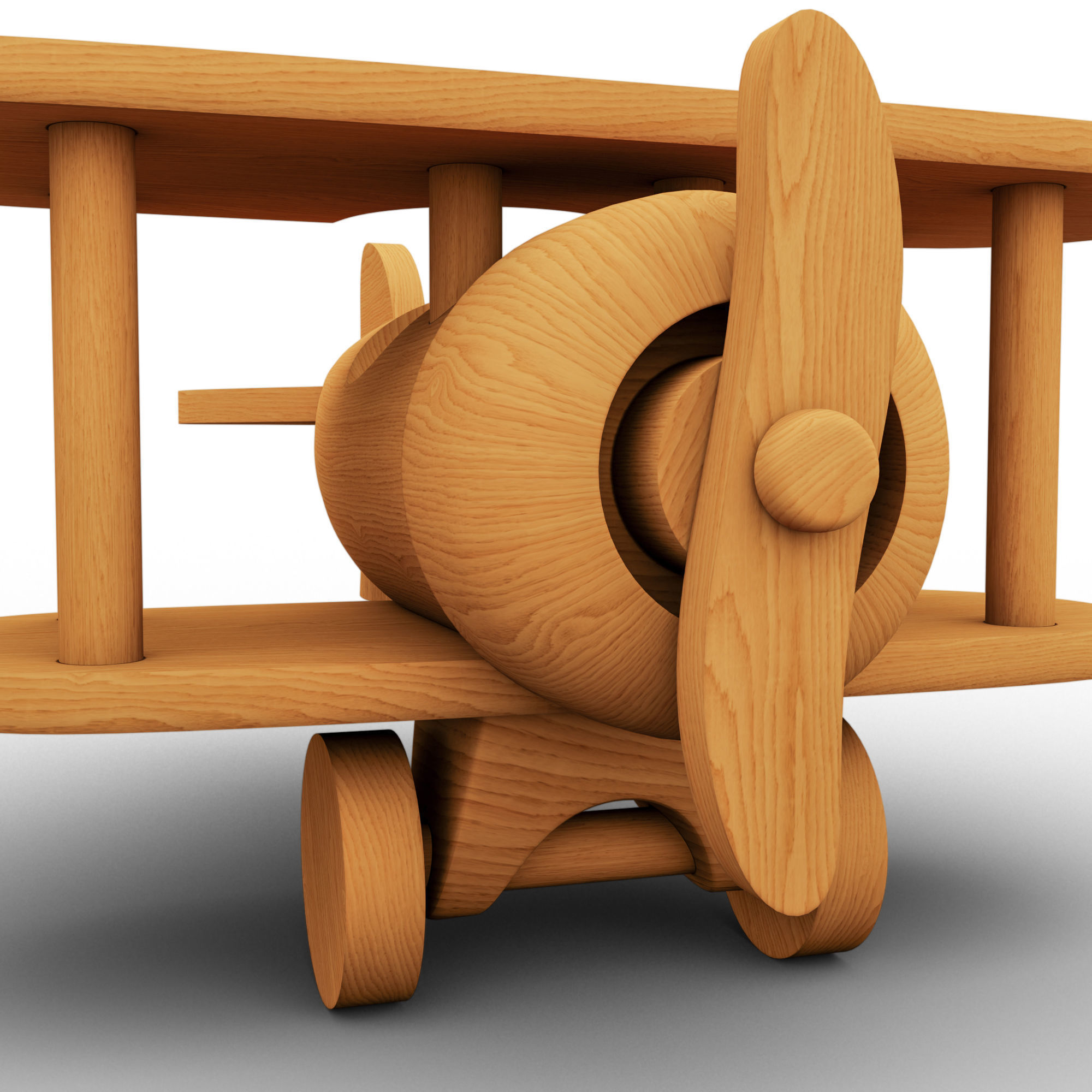 Wooden Old Airplane Toy 3D model_12