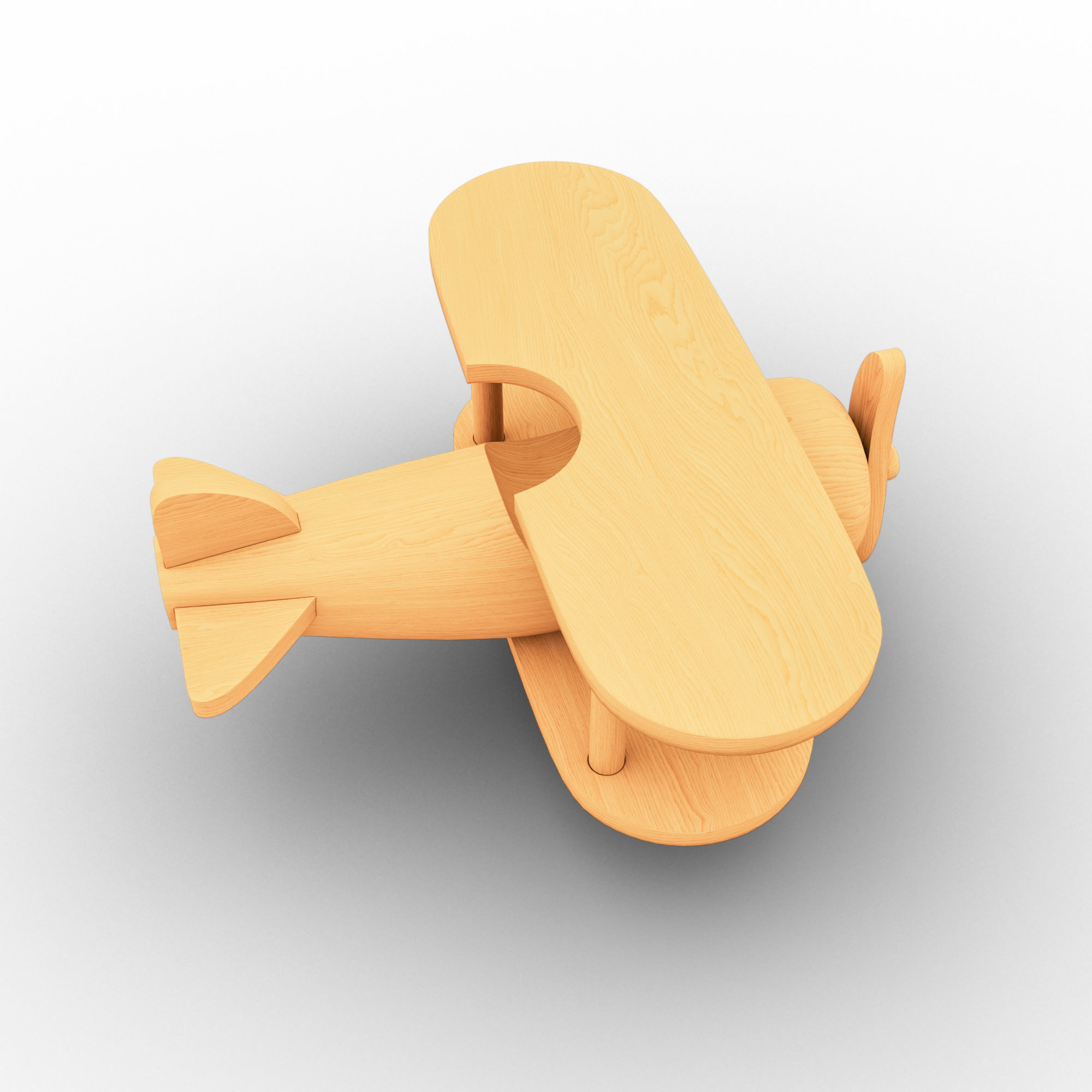 Wooden Old Airplane Toy 3D model_6