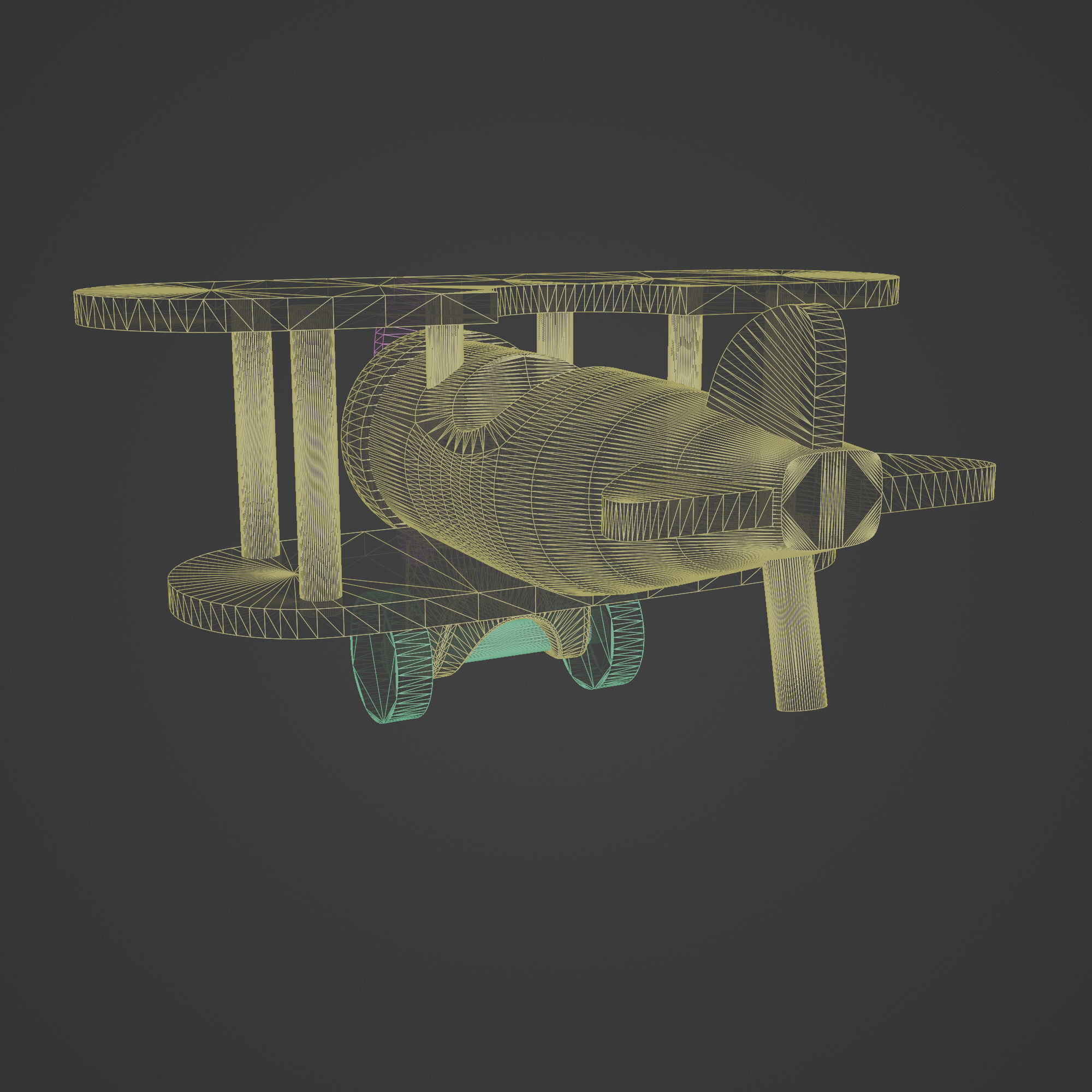 Wooden Old Airplane Toy 3D model_5