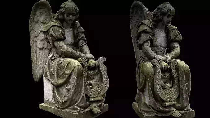 cemetery angel graveyard monument photogrammetry Low-poly 3D model