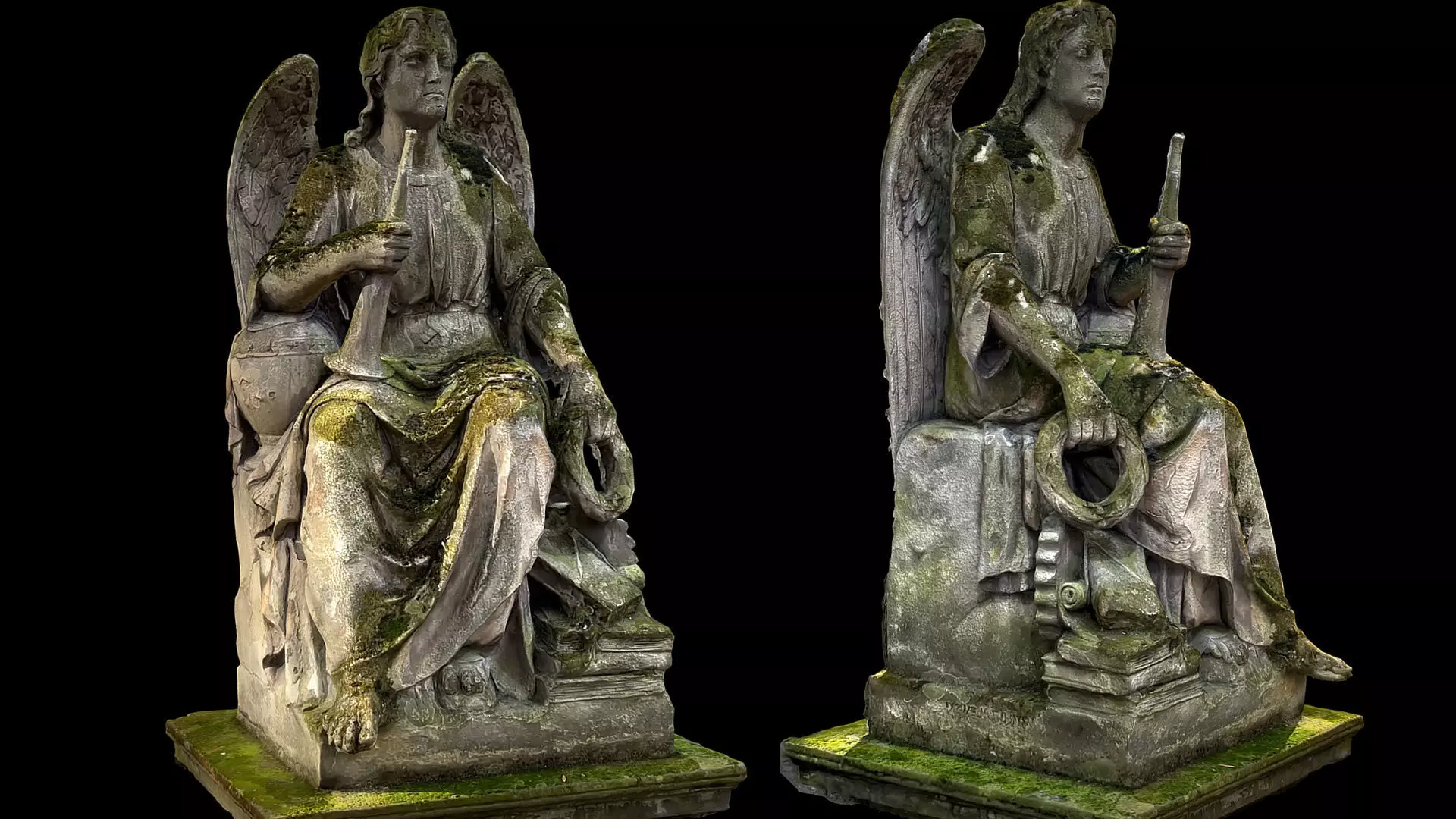 graveyard angel tombstone moss photogrammetry  Low-poly 3D model_0