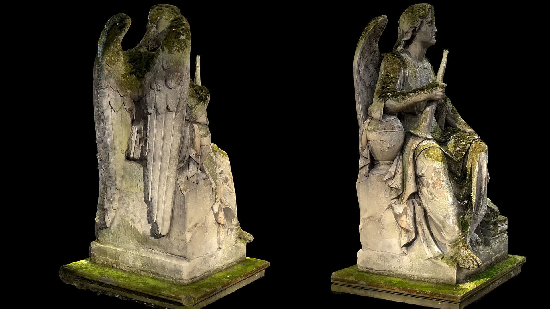 graveyard angel tombstone moss photogrammetry  Low-poly 3D model_1