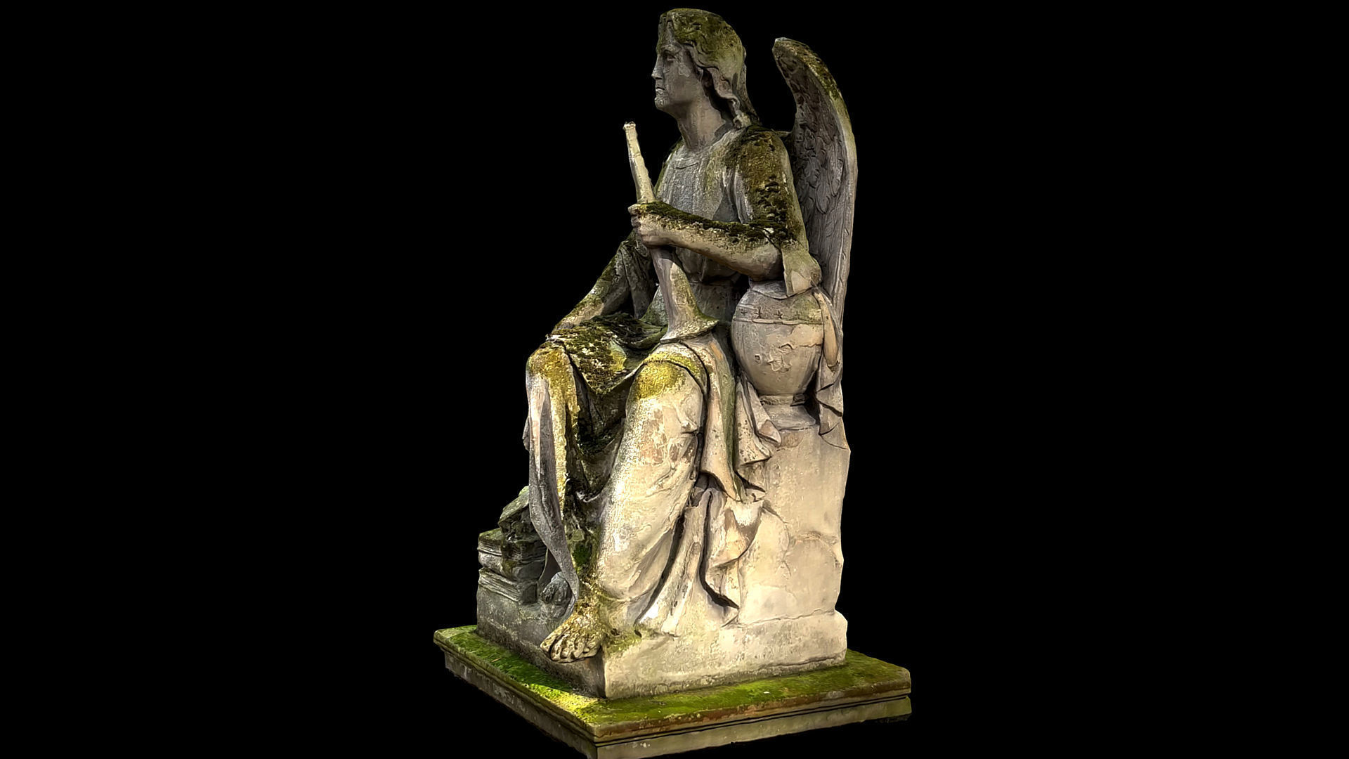 graveyard angel tombstone moss photogrammetry  Low-poly 3D model_5