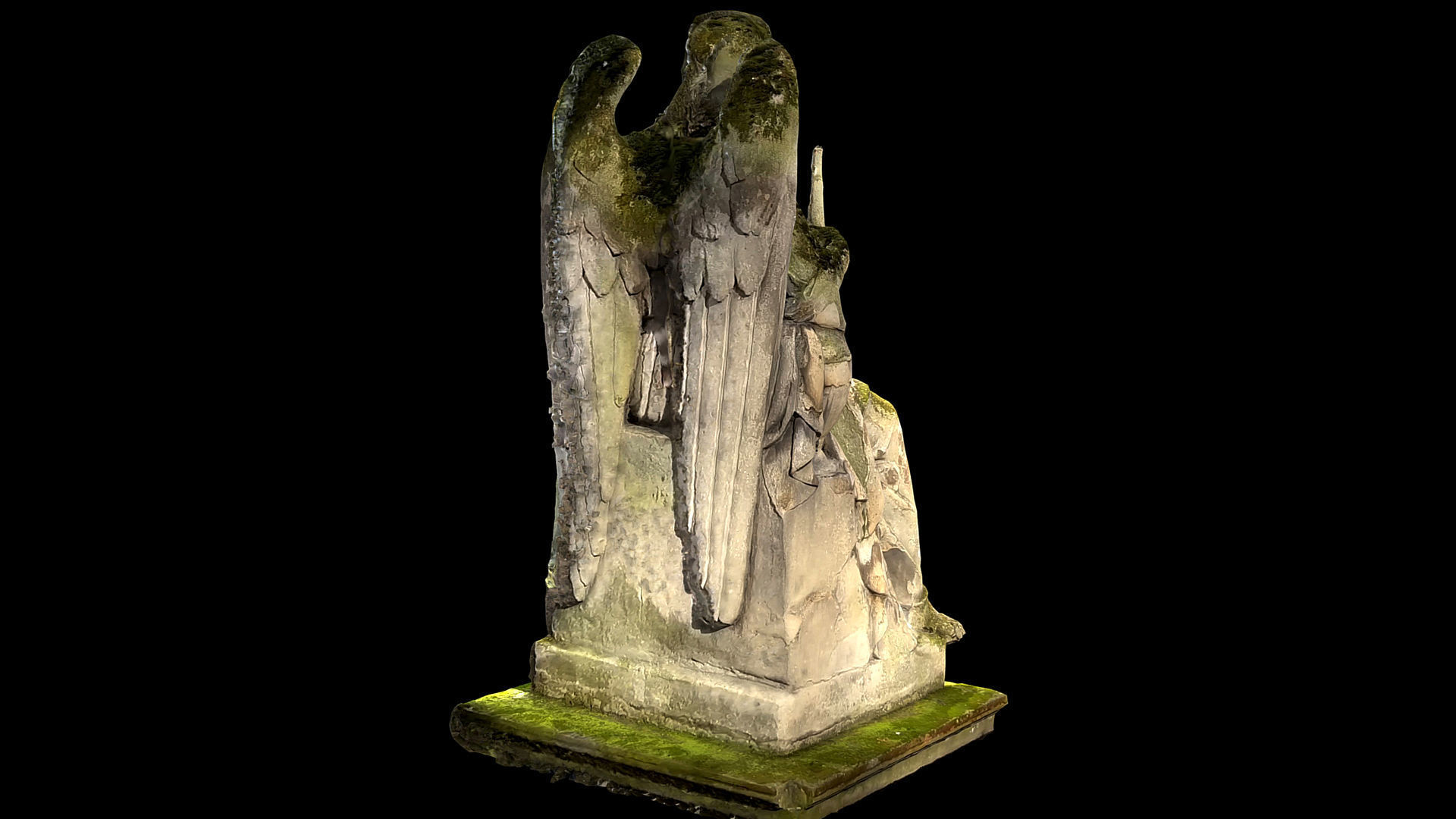graveyard angel tombstone moss photogrammetry  Low-poly 3D model_4