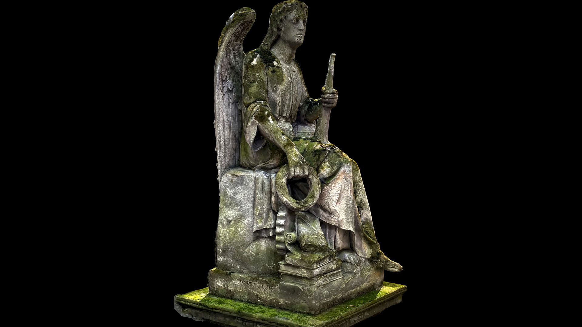 graveyard angel tombstone moss photogrammetry  Low-poly 3D model_3