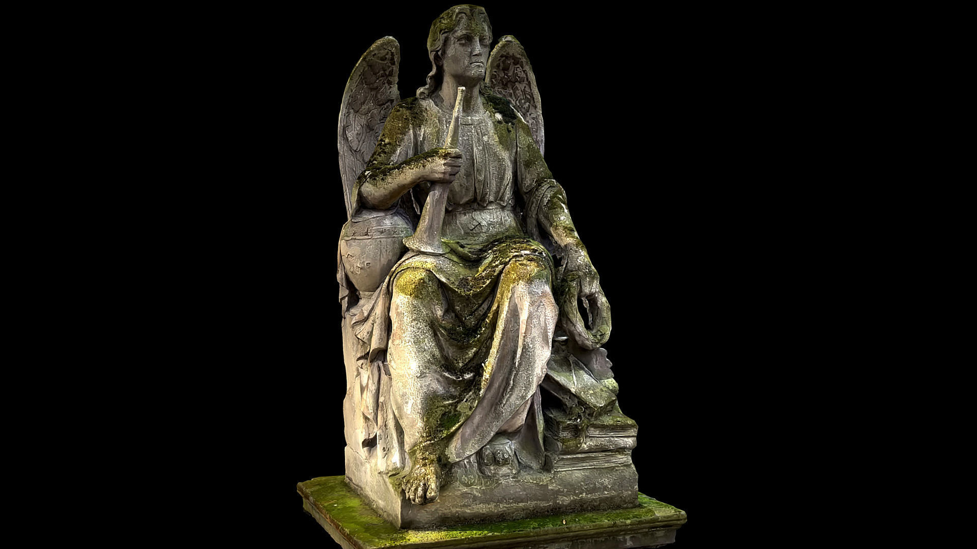 graveyard angel tombstone moss photogrammetry  Low-poly 3D model_2