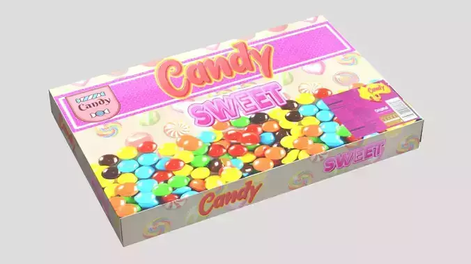 Candies Sweets Box Low Poly Low-poly 3D model