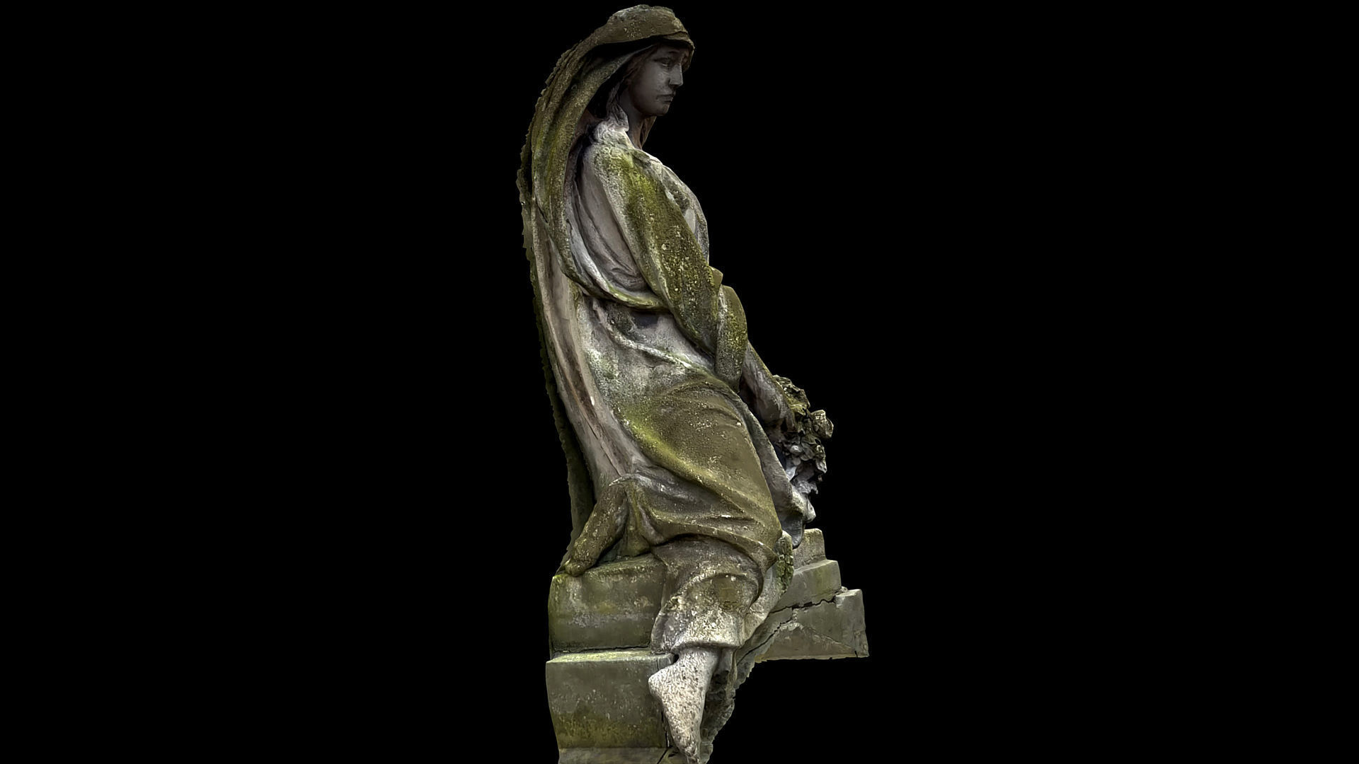 monument art woman sculpture front part photogrammetry Low-poly 3D model_2