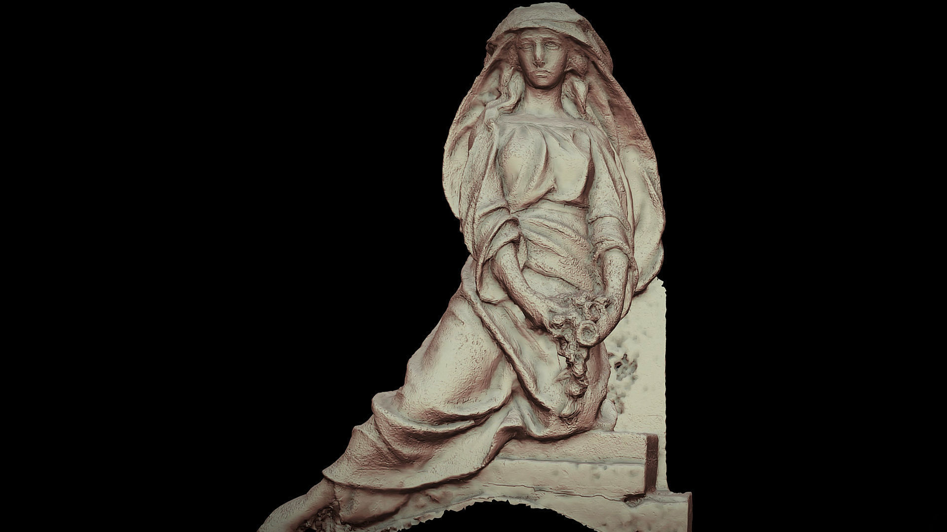 monument art woman sculpture front part photogrammetry Low-poly 3D model_4