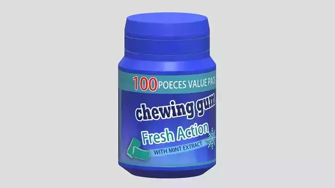 Chewing Gum Bottle Low Poly Low-poly 3D model