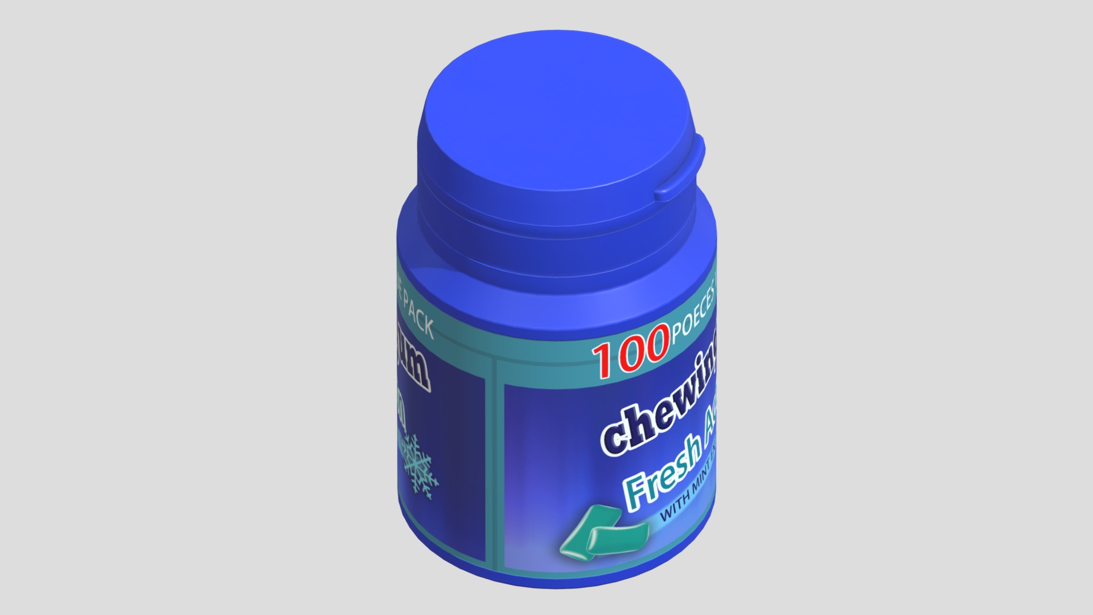 Chewing Gum Bottle Low Poly Low-poly 3D model_8