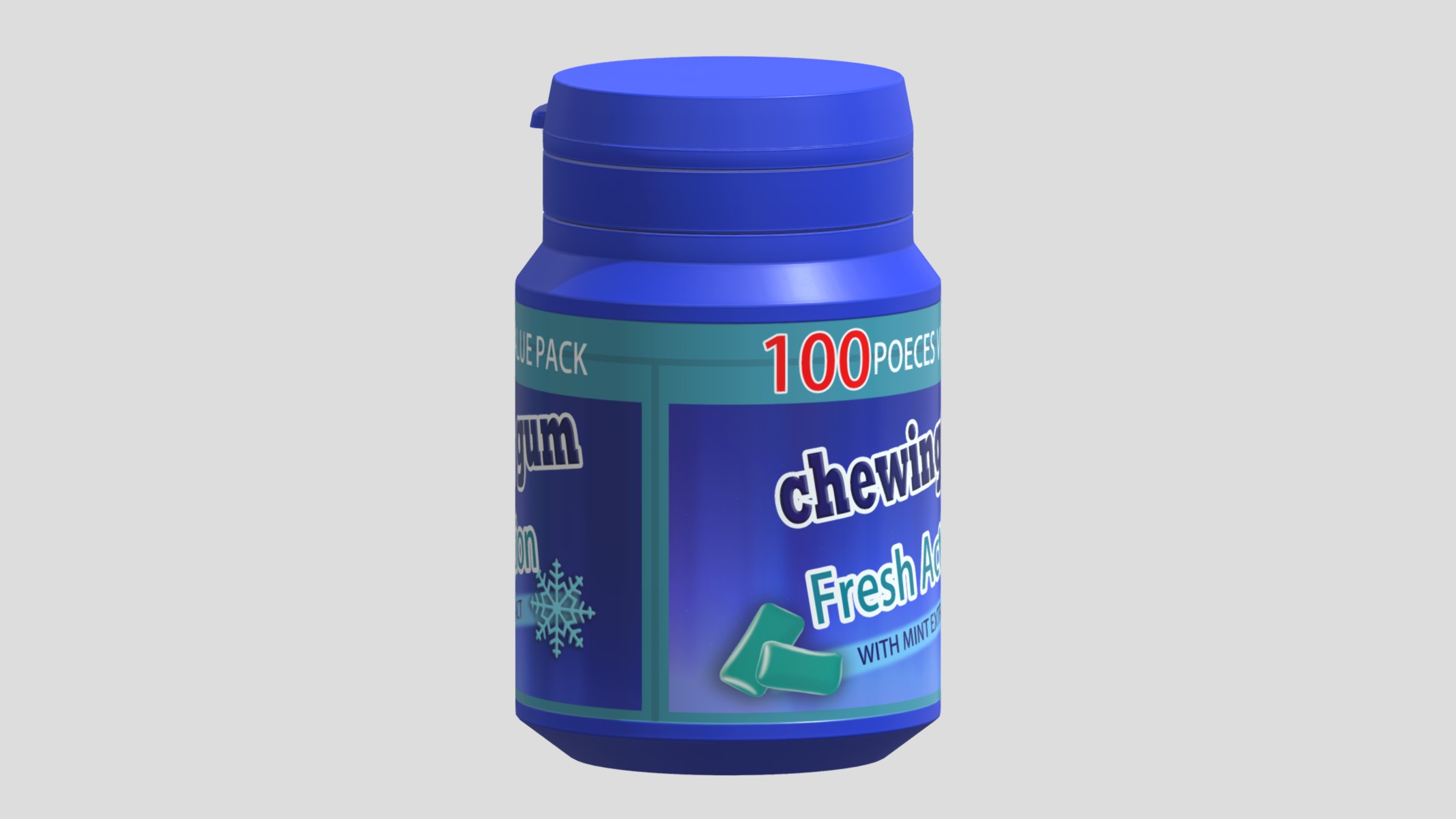 Chewing Gum Bottle Low Poly Low-poly 3D model_2