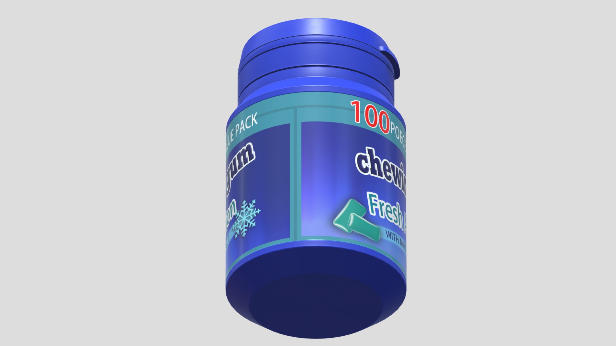 Chewing Gum Bottle Low Poly Low-poly 3D model_10