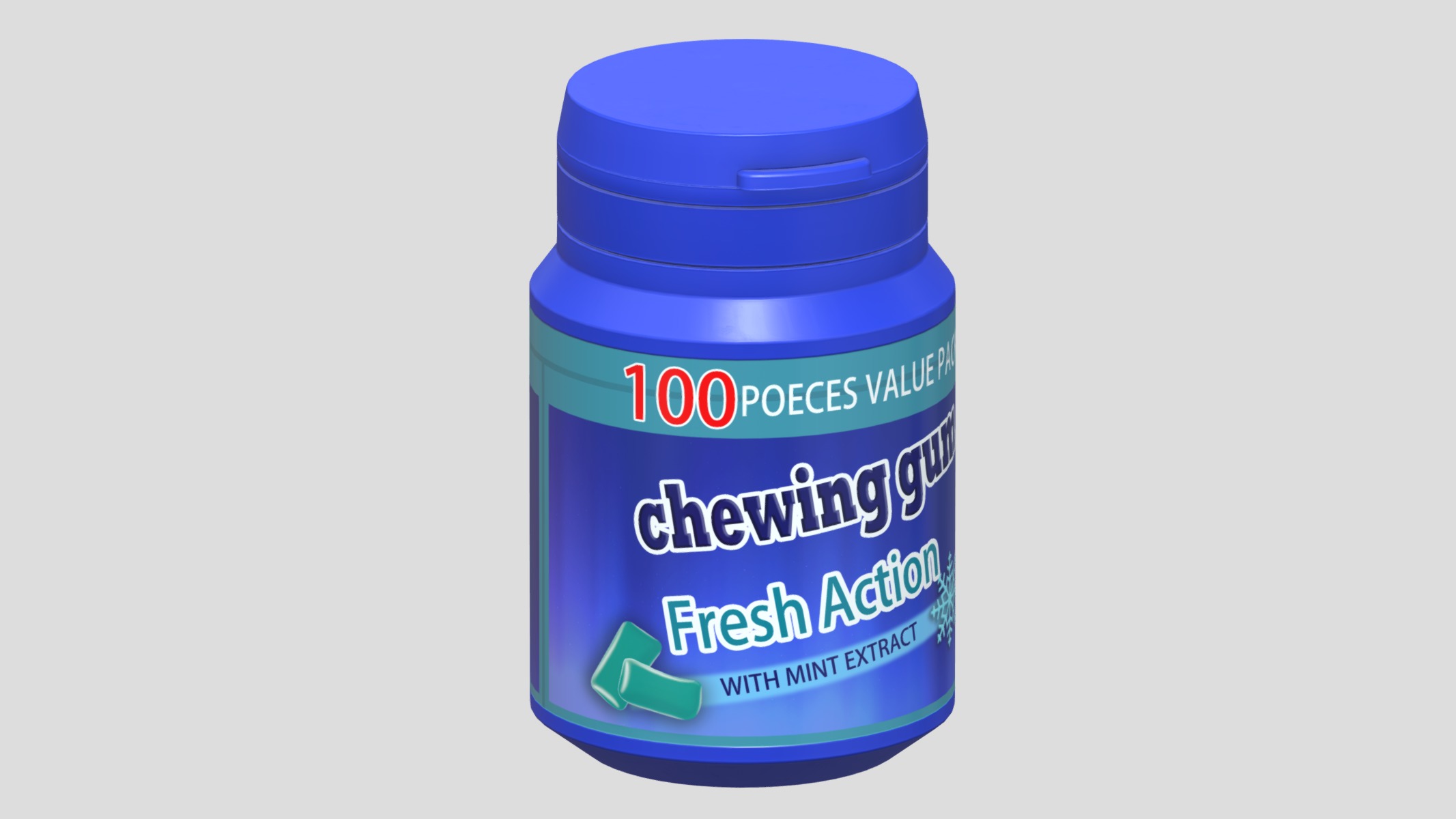 Chewing Gum Bottle Low Poly Low-poly 3D model_6