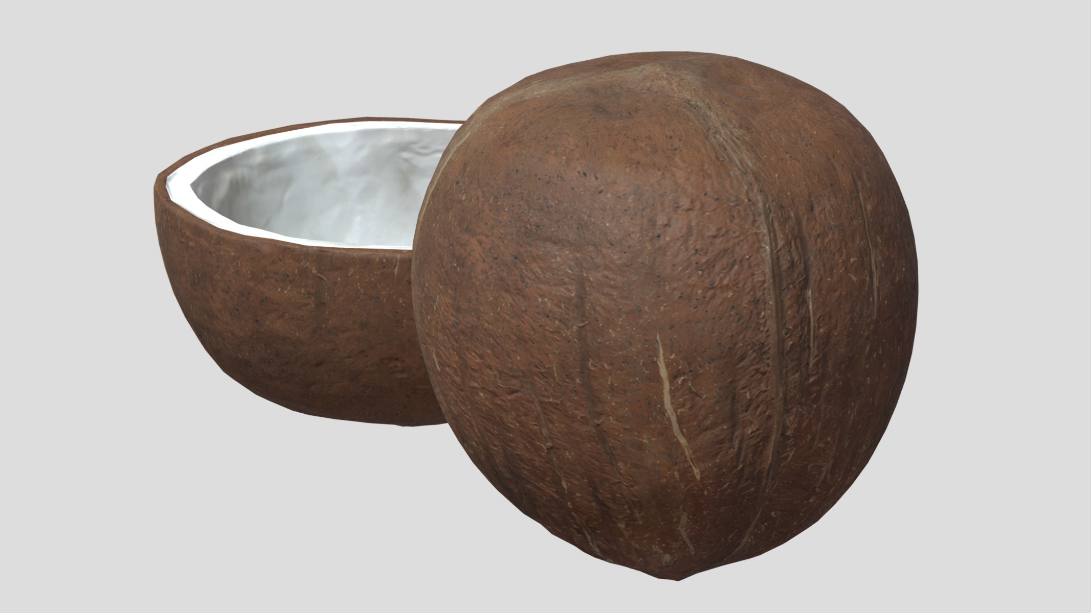 Coconut 01 Low Poly Low-poly 3D model_4