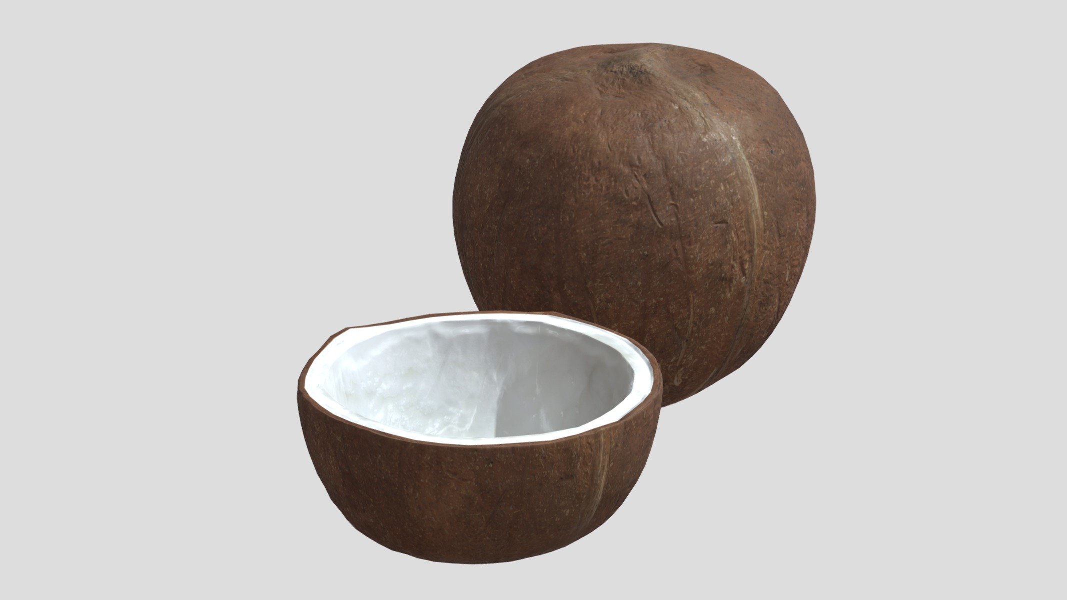 Coconut 01 Low Poly Low-poly 3D model_2