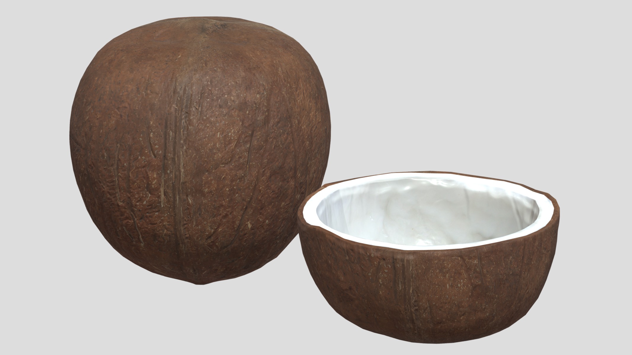 Coconut 01 Low Poly Low-poly 3D model_6