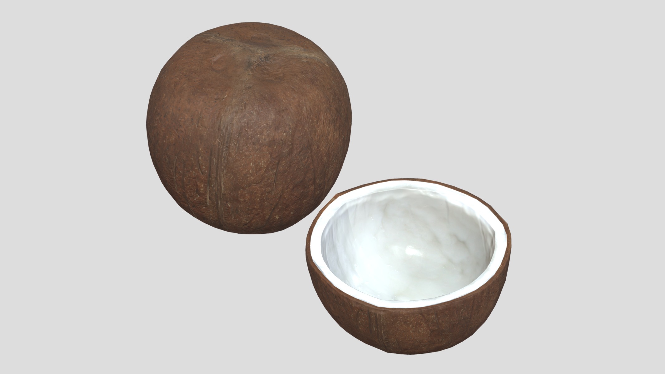 Coconut 01 Low Poly Low-poly 3D model_8