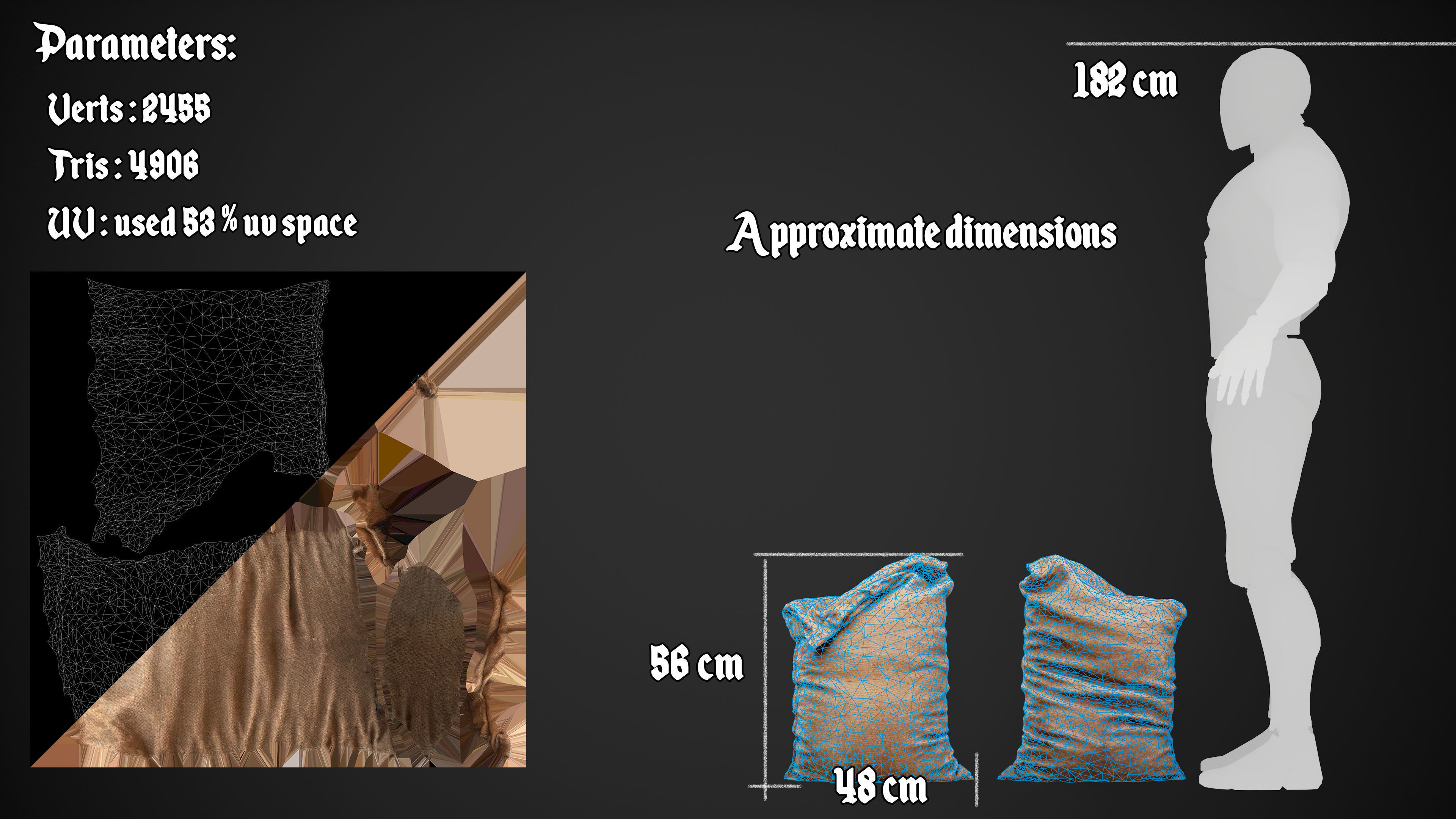 Old burlap bag photo scan Free low-poly 3D model_11