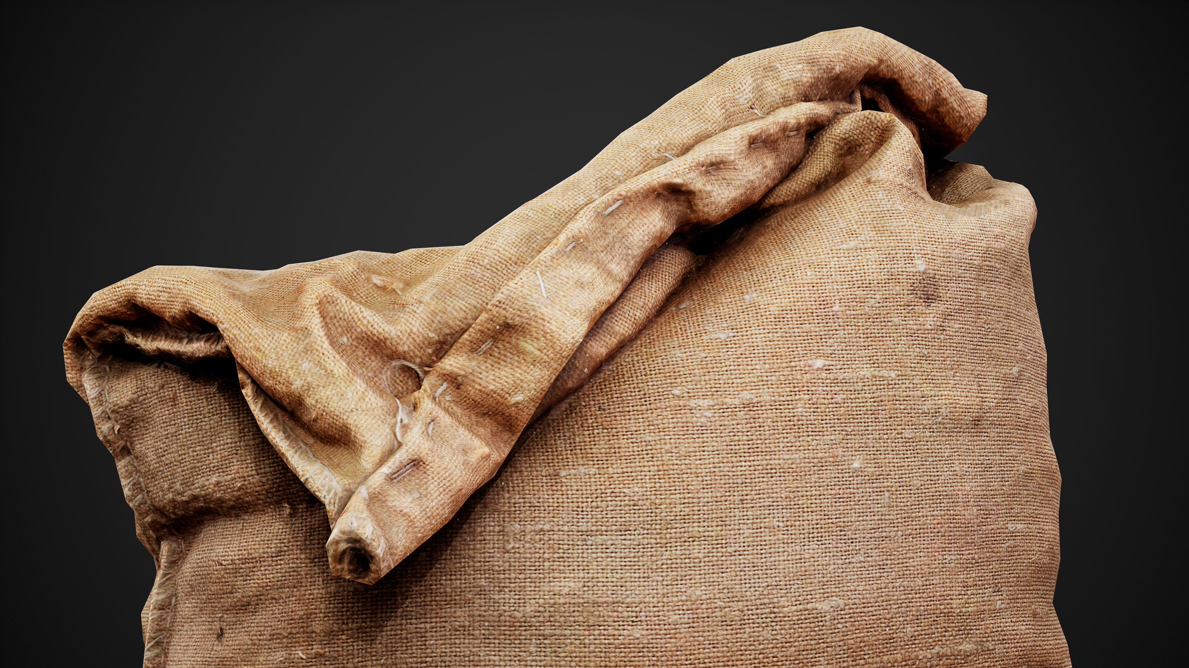 Old burlap bag photo scan Free low-poly 3D model_5