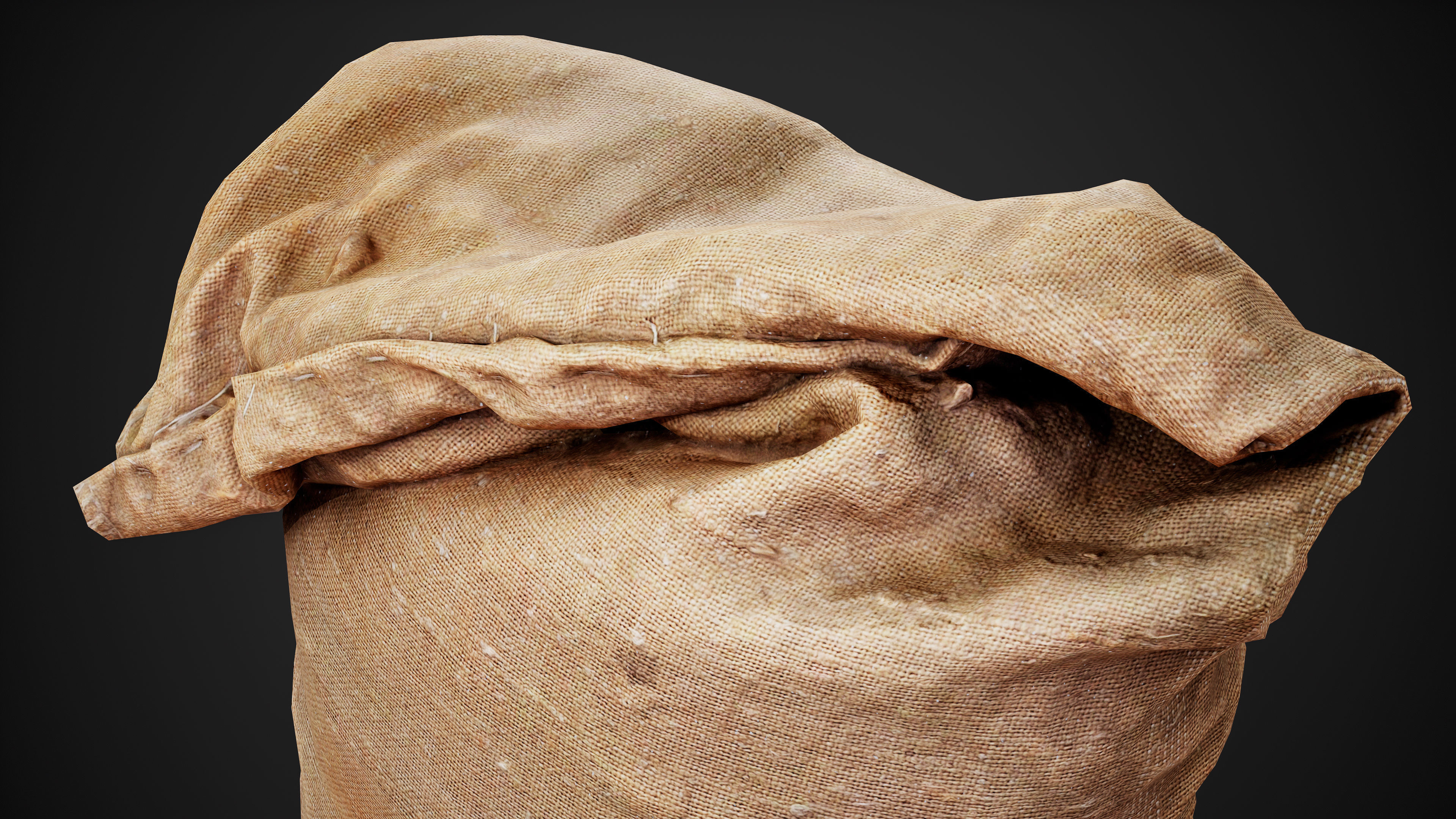 Old burlap bag photo scan Free low-poly 3D model_4