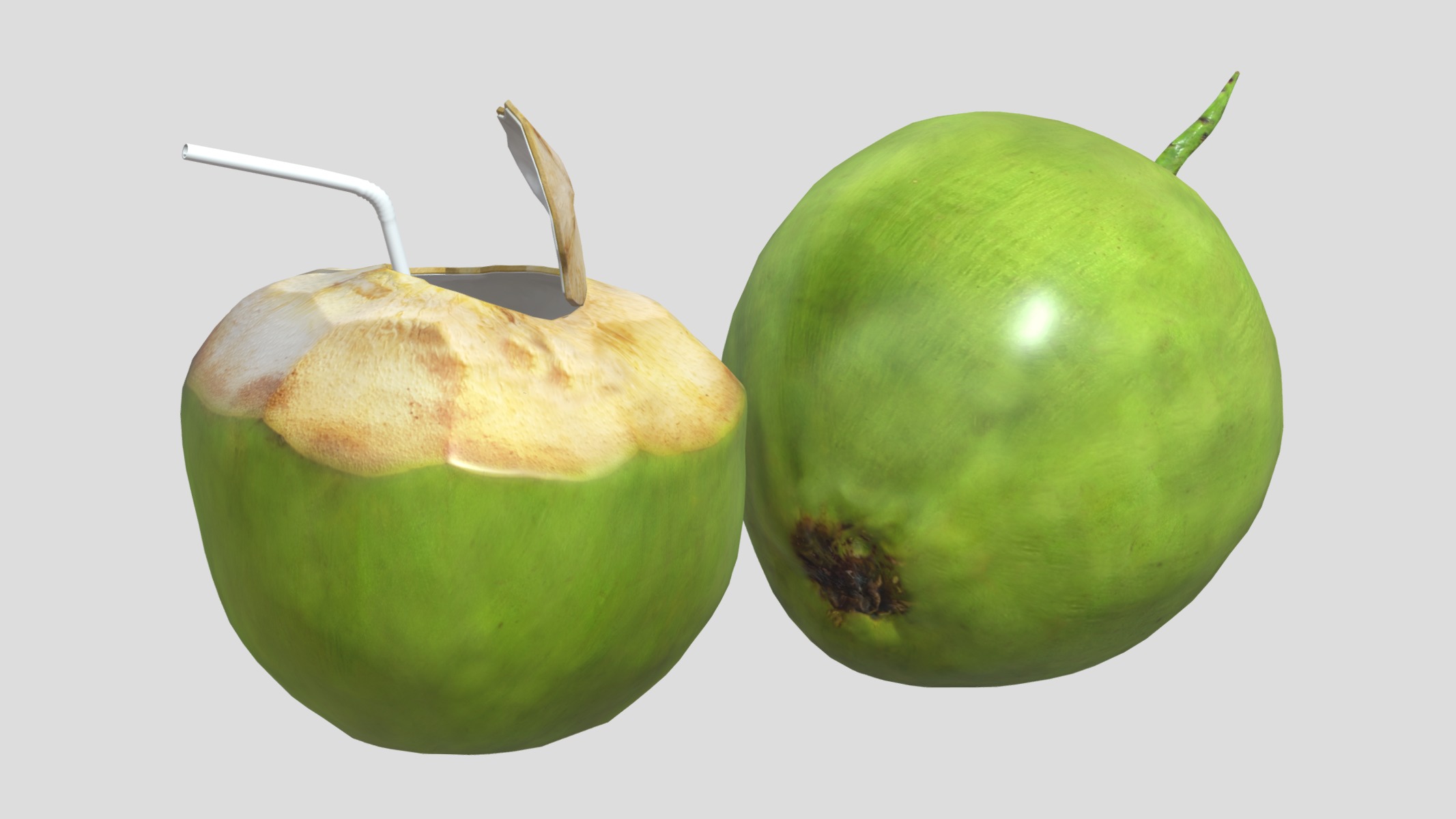 Coconut 02 Low Poly Low-poly 3D model_6