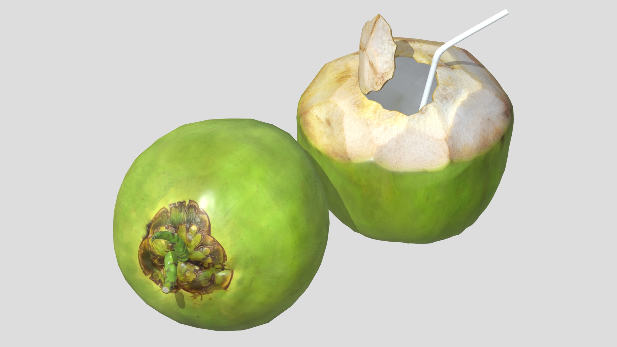 Coconut 02 Low Poly Low-poly 3D model_8