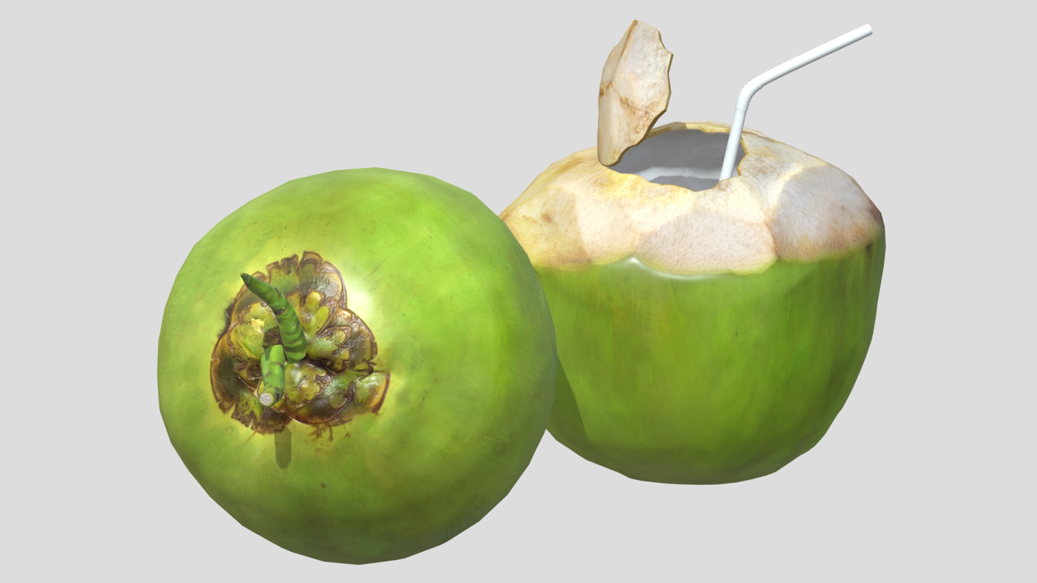 Coconut 02 Low Poly Low-poly 3D model_2