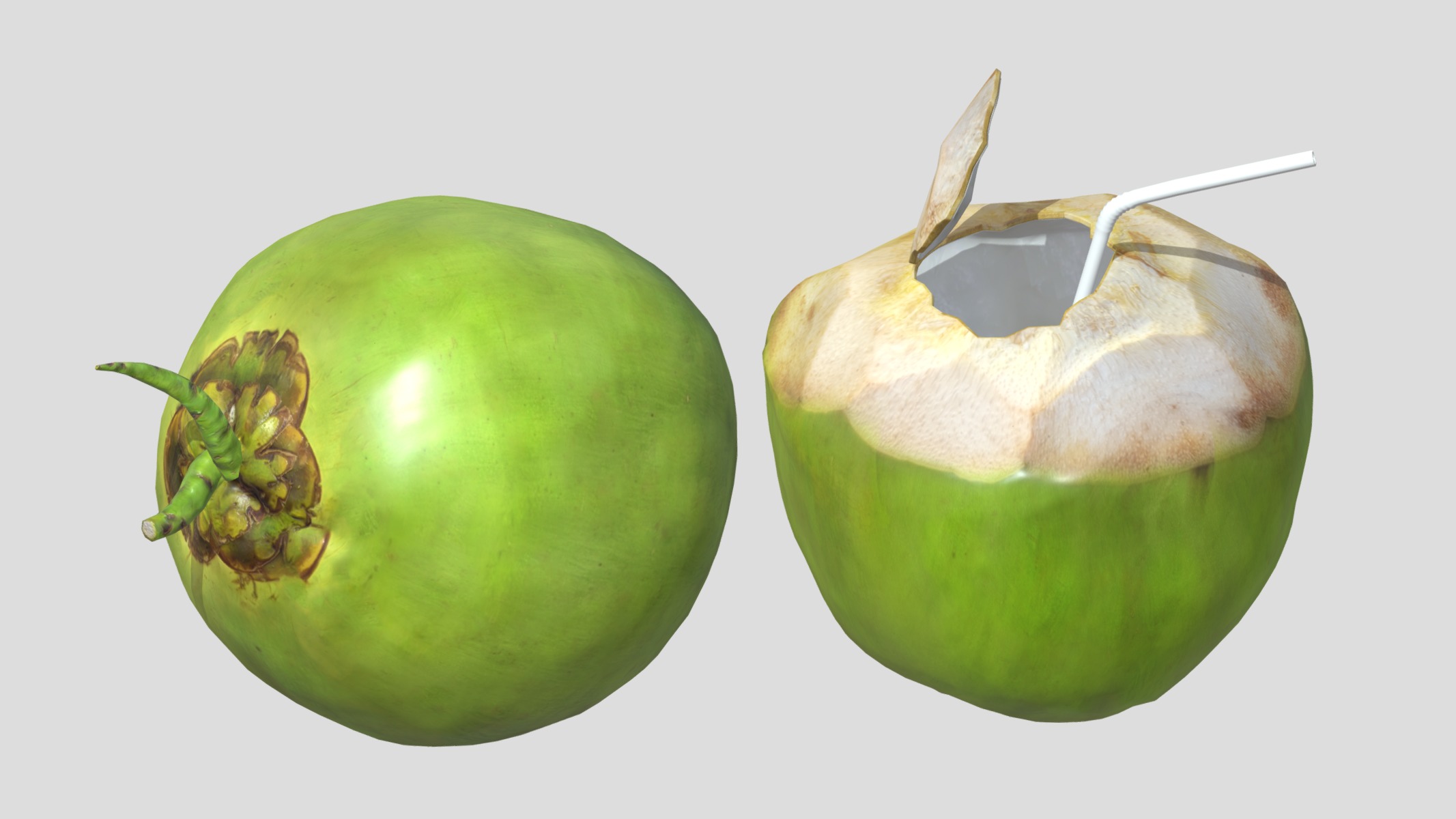 Coconut 02 Low Poly Low-poly 3D model_0