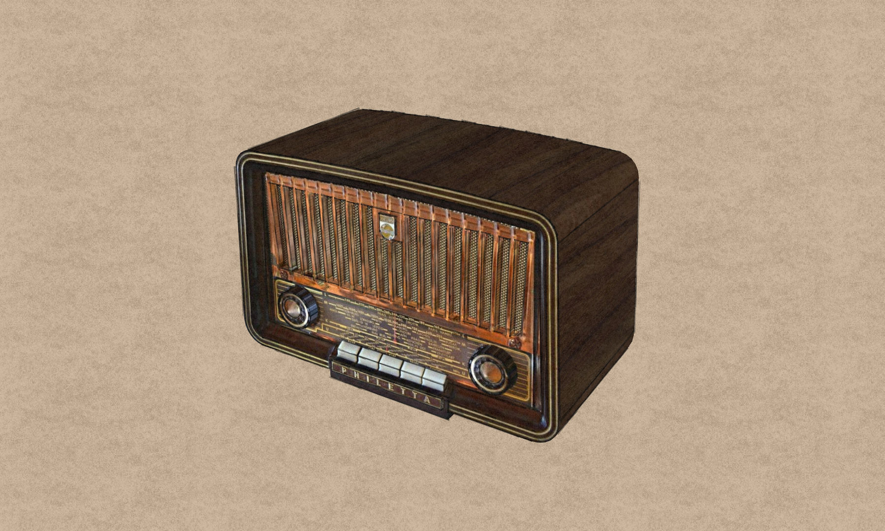 Low Poly Old Radio 4 maresal3d Low-poly 3D model_13