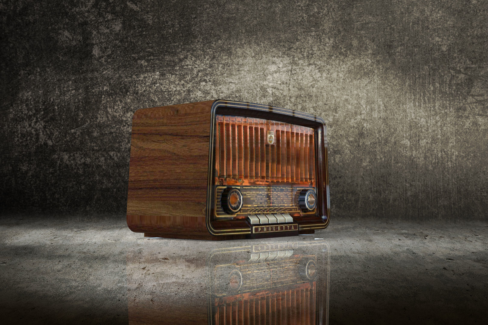 Low Poly Old Radio 4 maresal3d Low-poly 3D model_2
