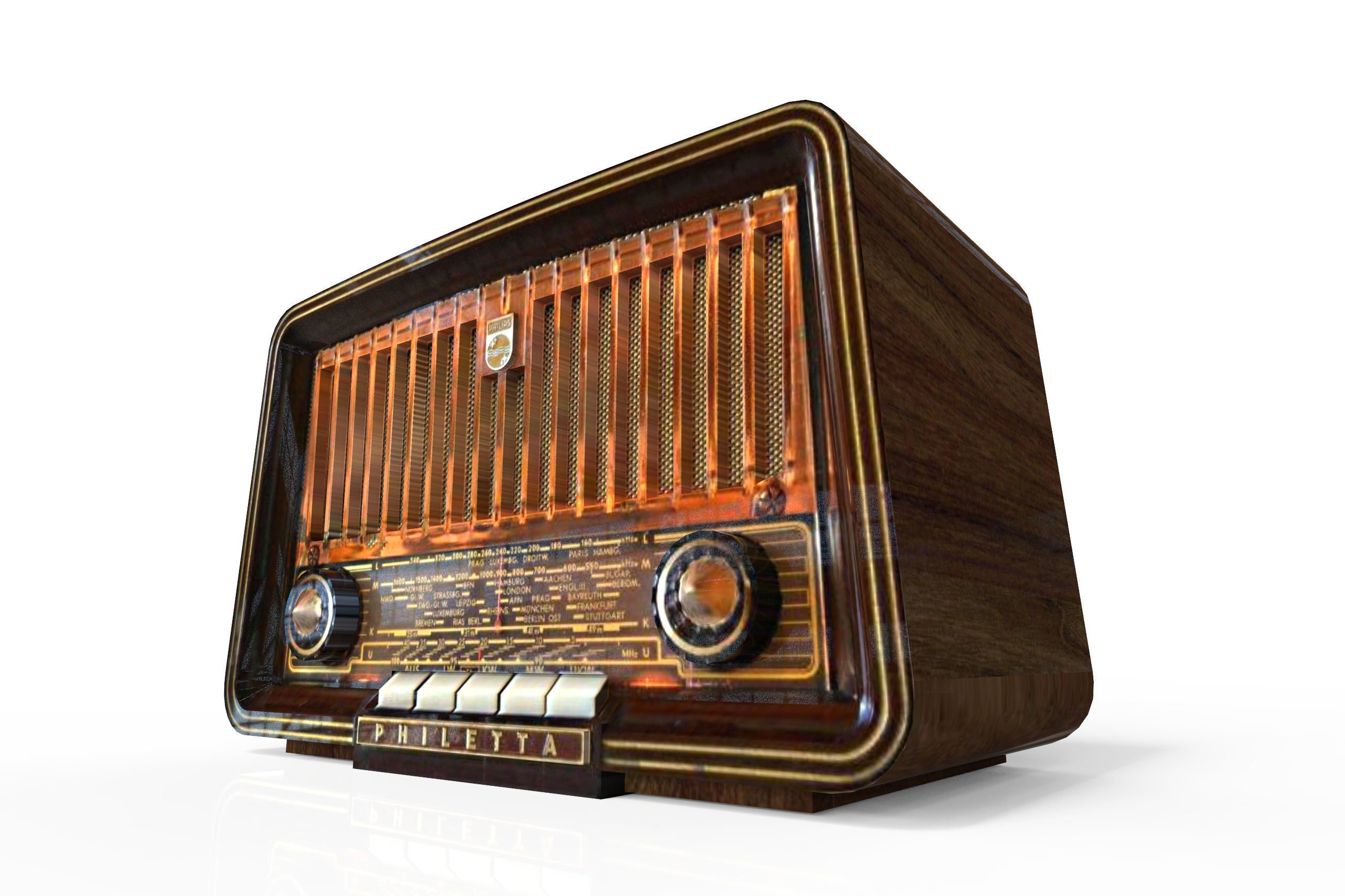 Low Poly Old Radio 4 maresal3d Low-poly 3D model_6
