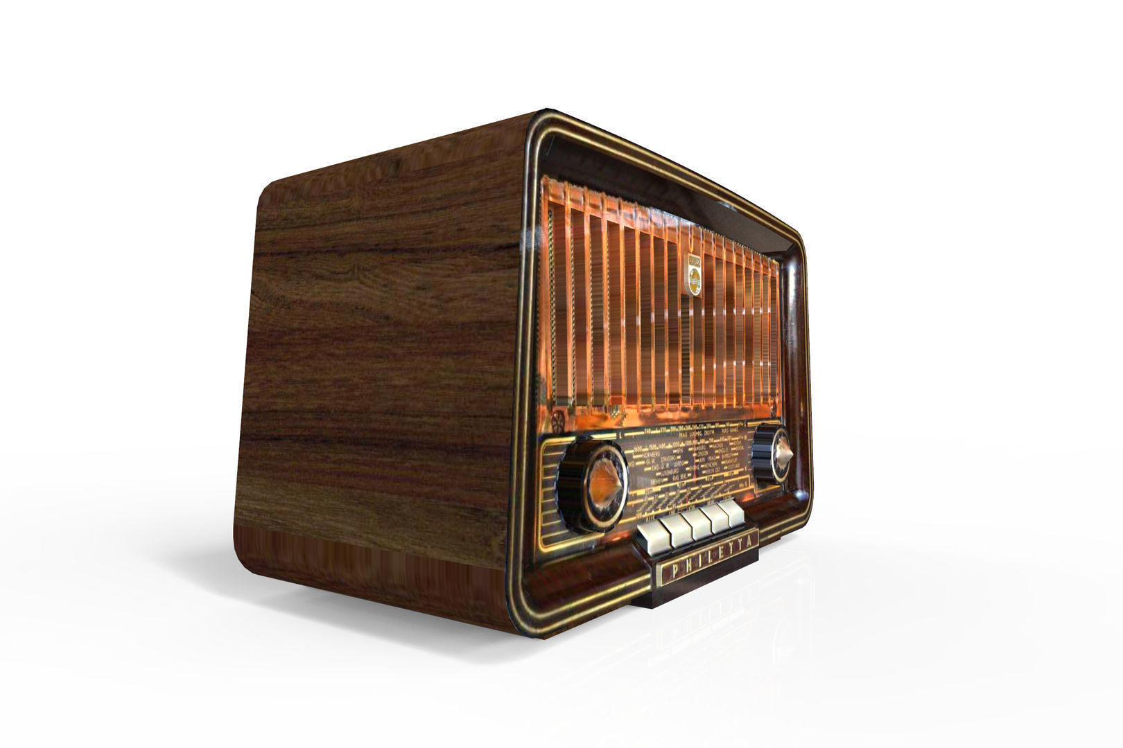 Low Poly Old Radio 4 maresal3d Low-poly 3D model_5
